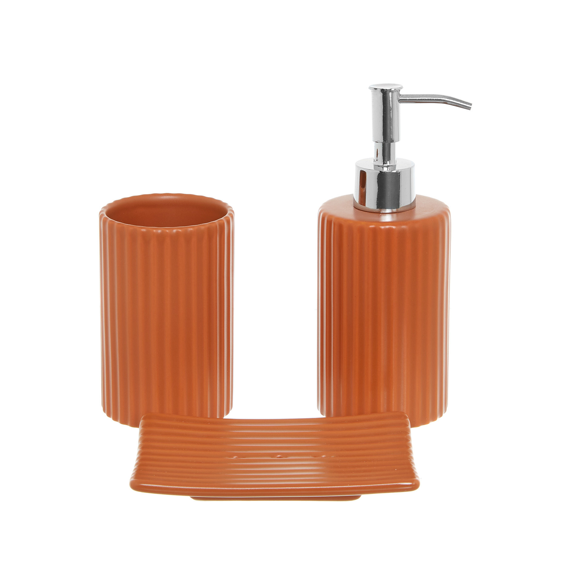 Portuguese striped ceramic dispenser, Dark Orange, large image number 1