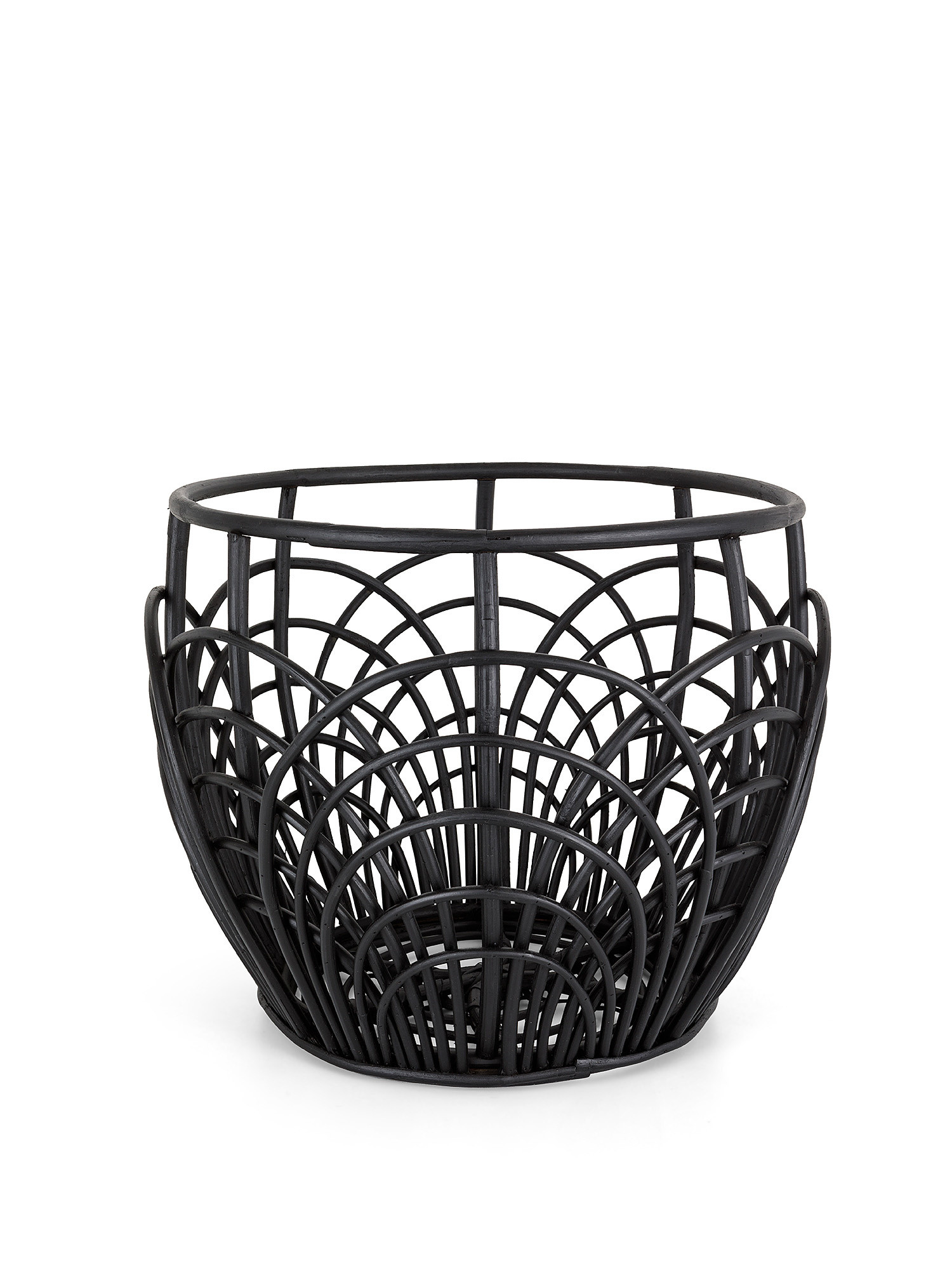 Hand woven rattan basket, Black, large image number 0