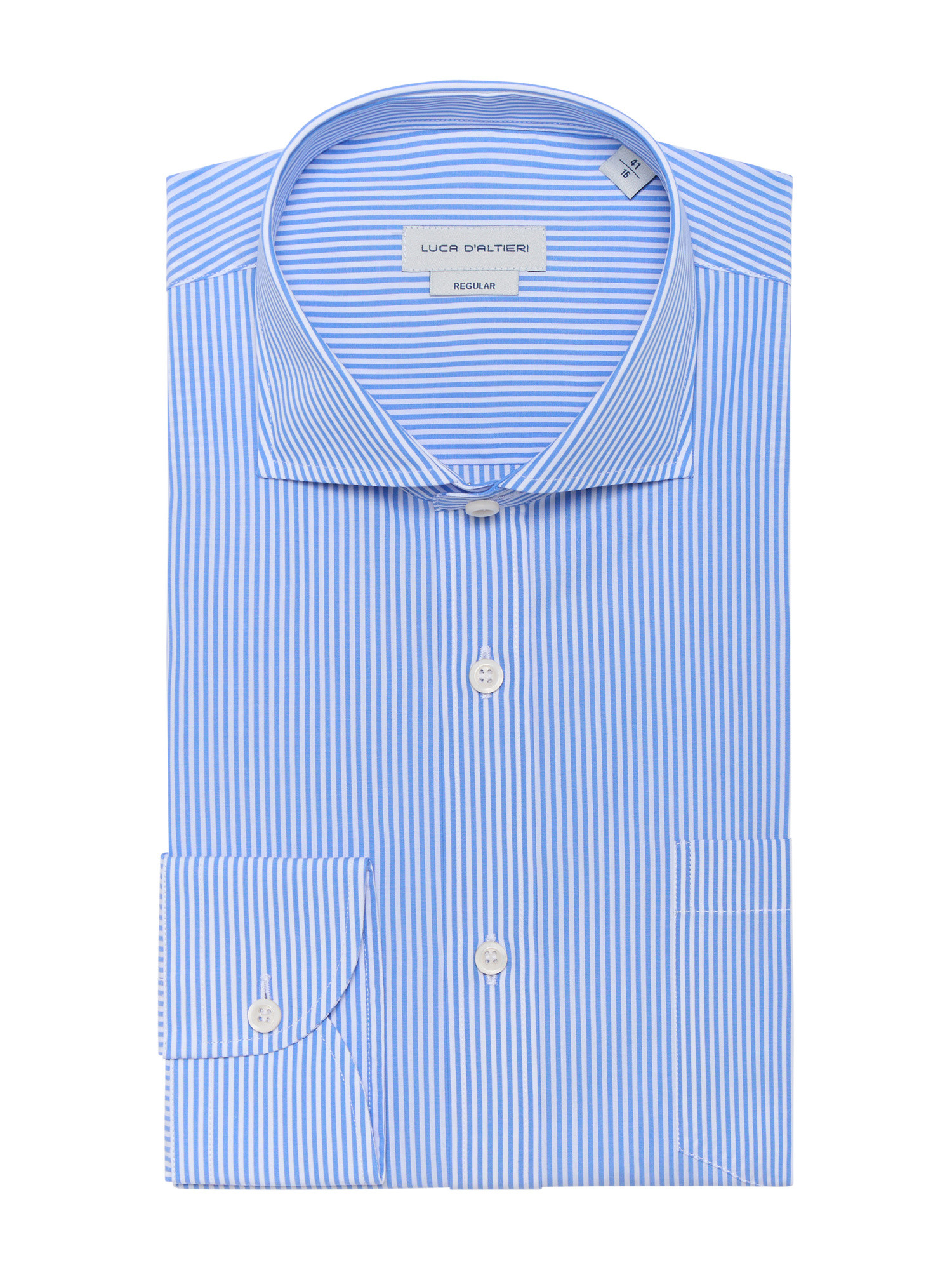 Luca D'Altieri - Regular fit casual shirt in pure cotton poplin, Light Blue, large image number 0