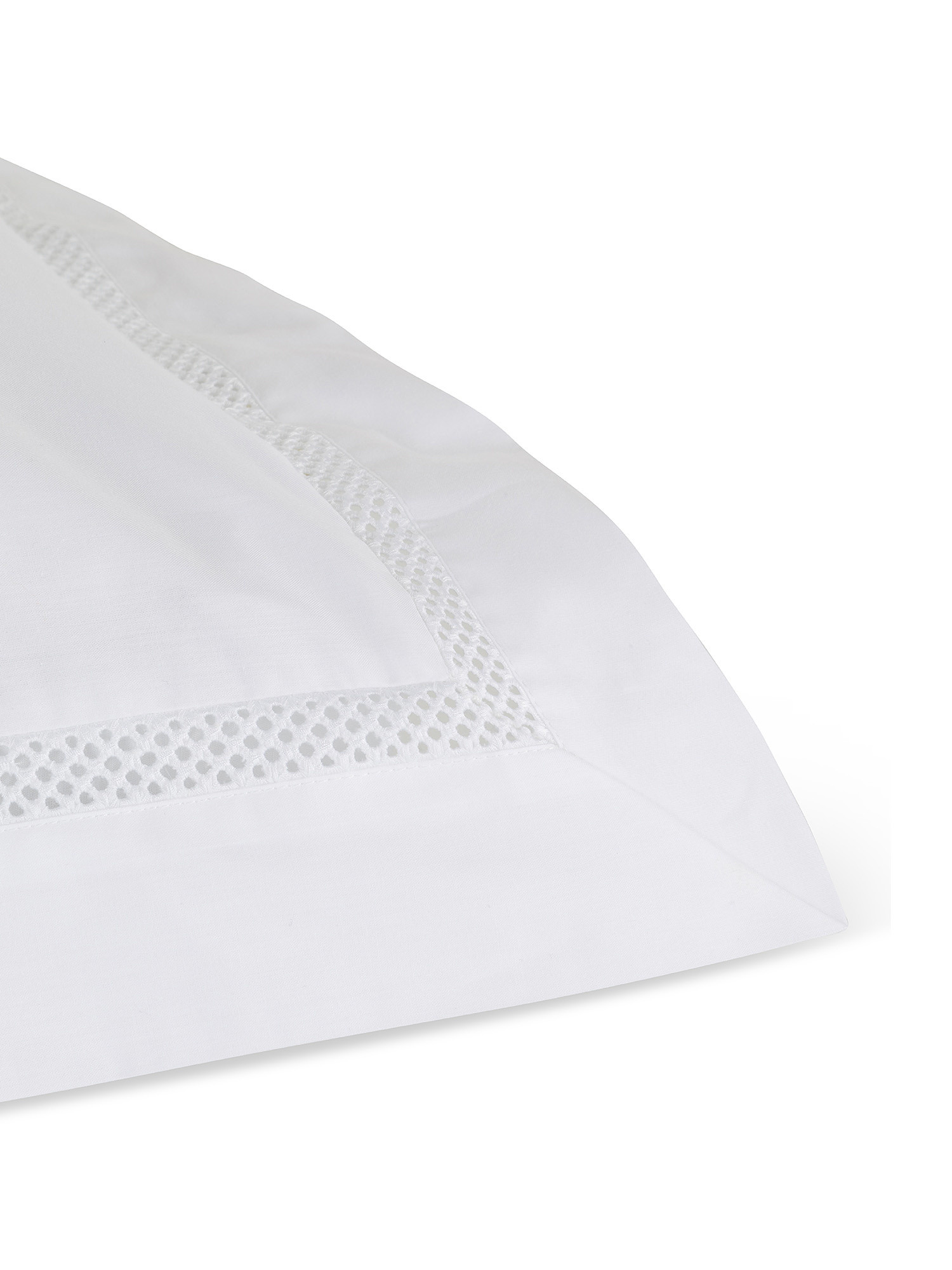 Portofino pillowcase in 100% cotton percale with drawn thread work, White, large image number 1