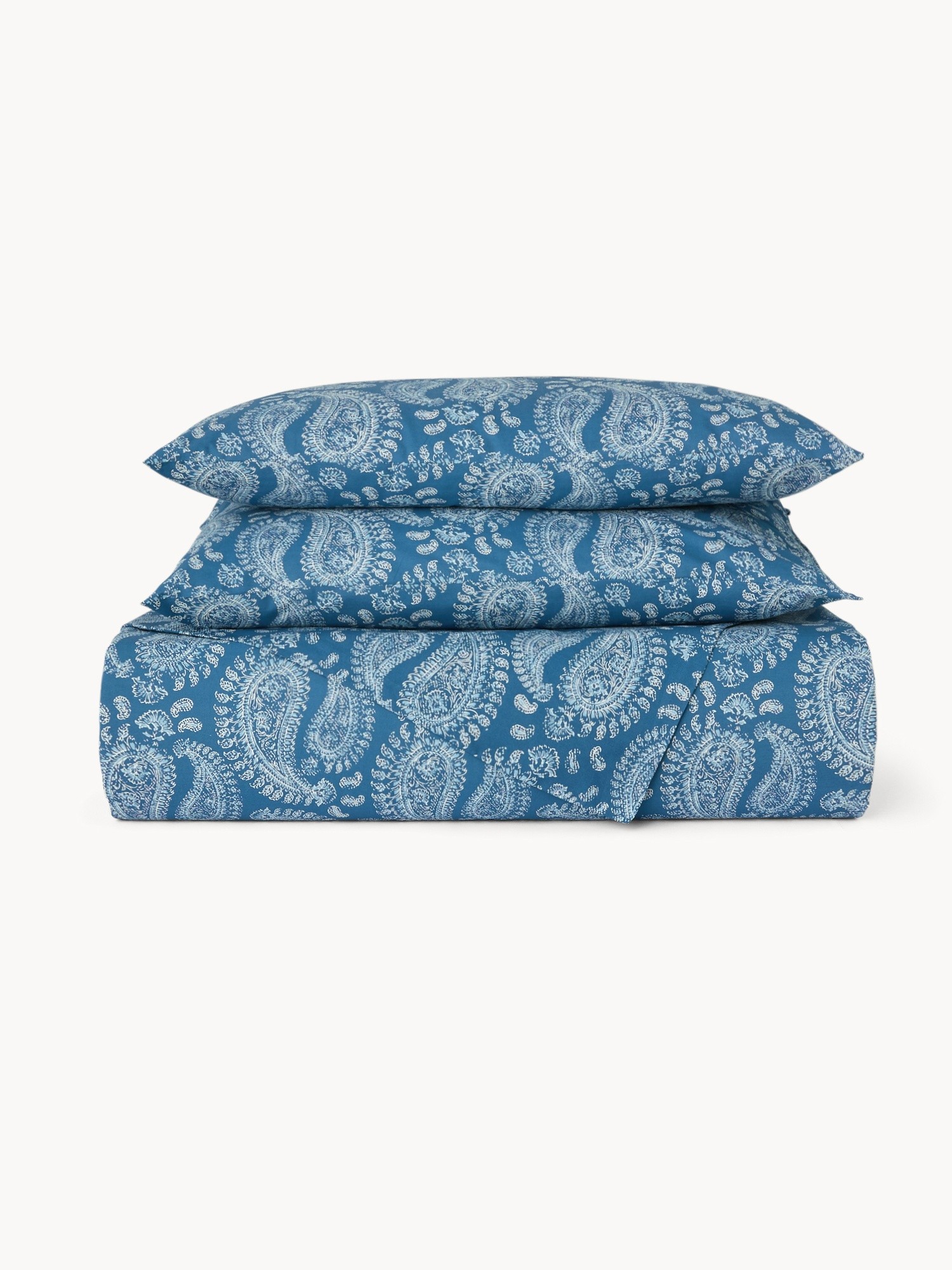 Parure copripiumino in cotone percalle fantasia paisley - Prezzo di lancio, Blu, large image number 0