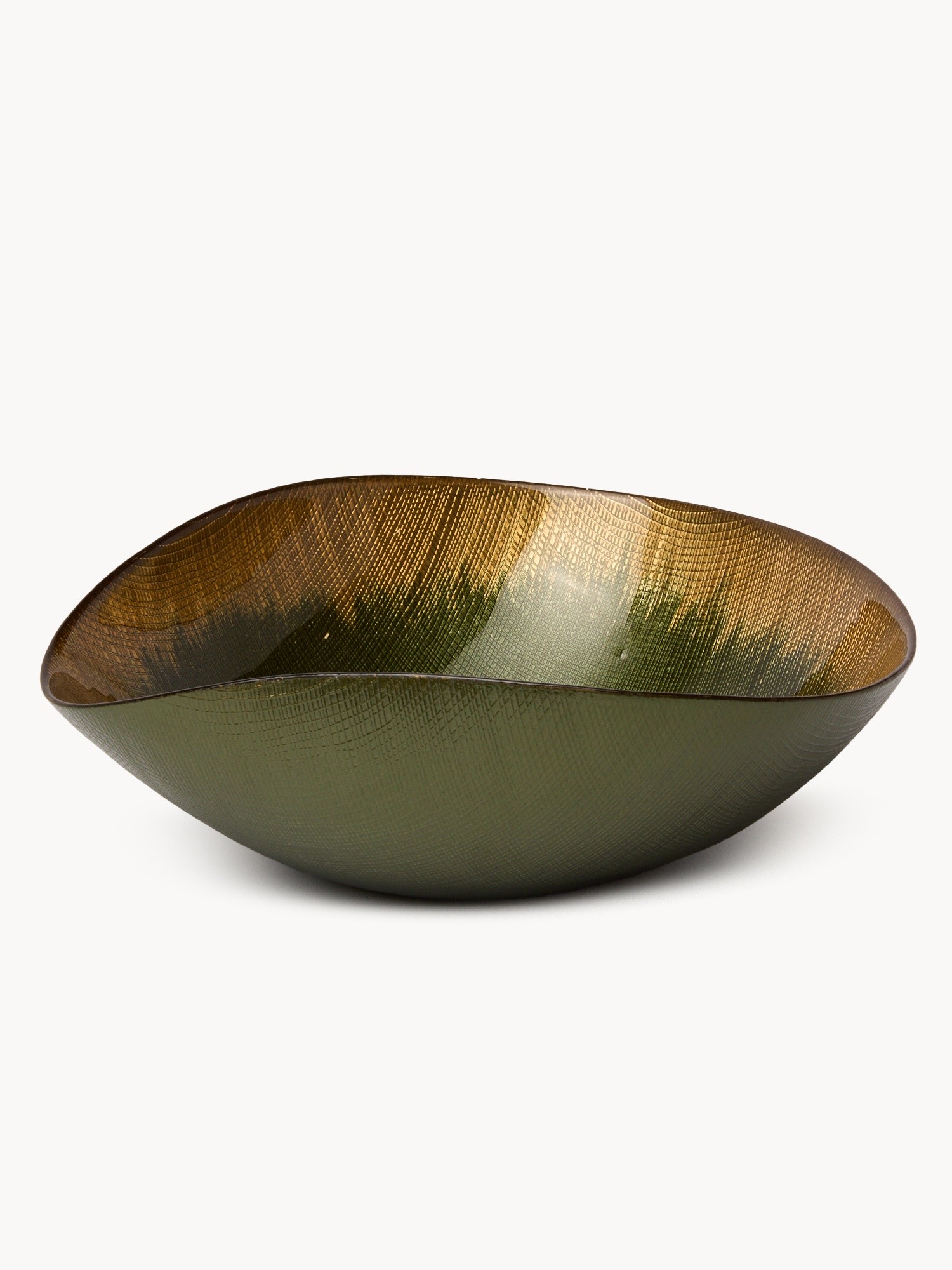 Asymmetrical green and bronze bowl, Verde/Oro, large image number 0