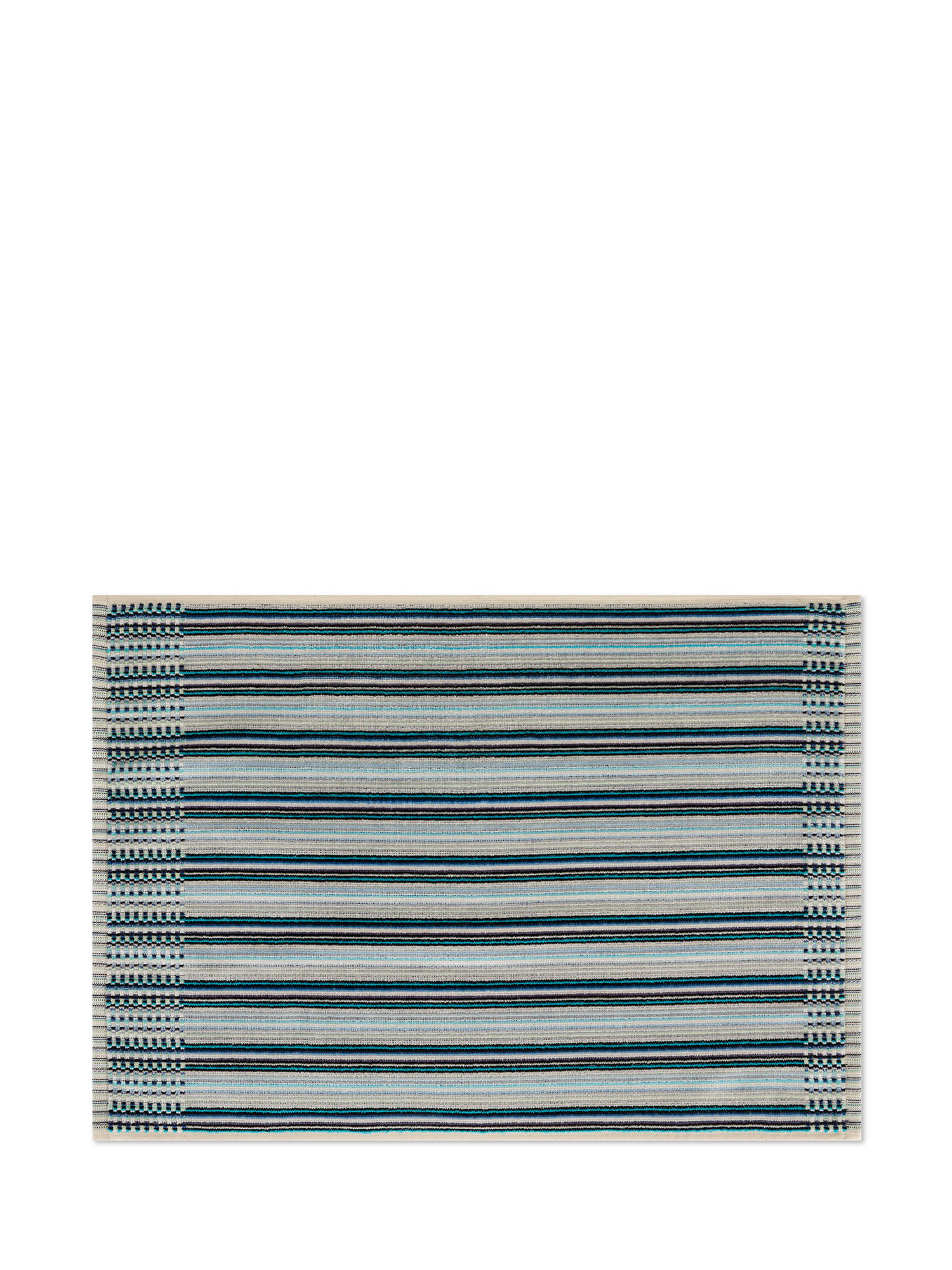 Asciugamano in velour di puro cotone tinto in filo con fantasia a righe, Blu, large image number 1