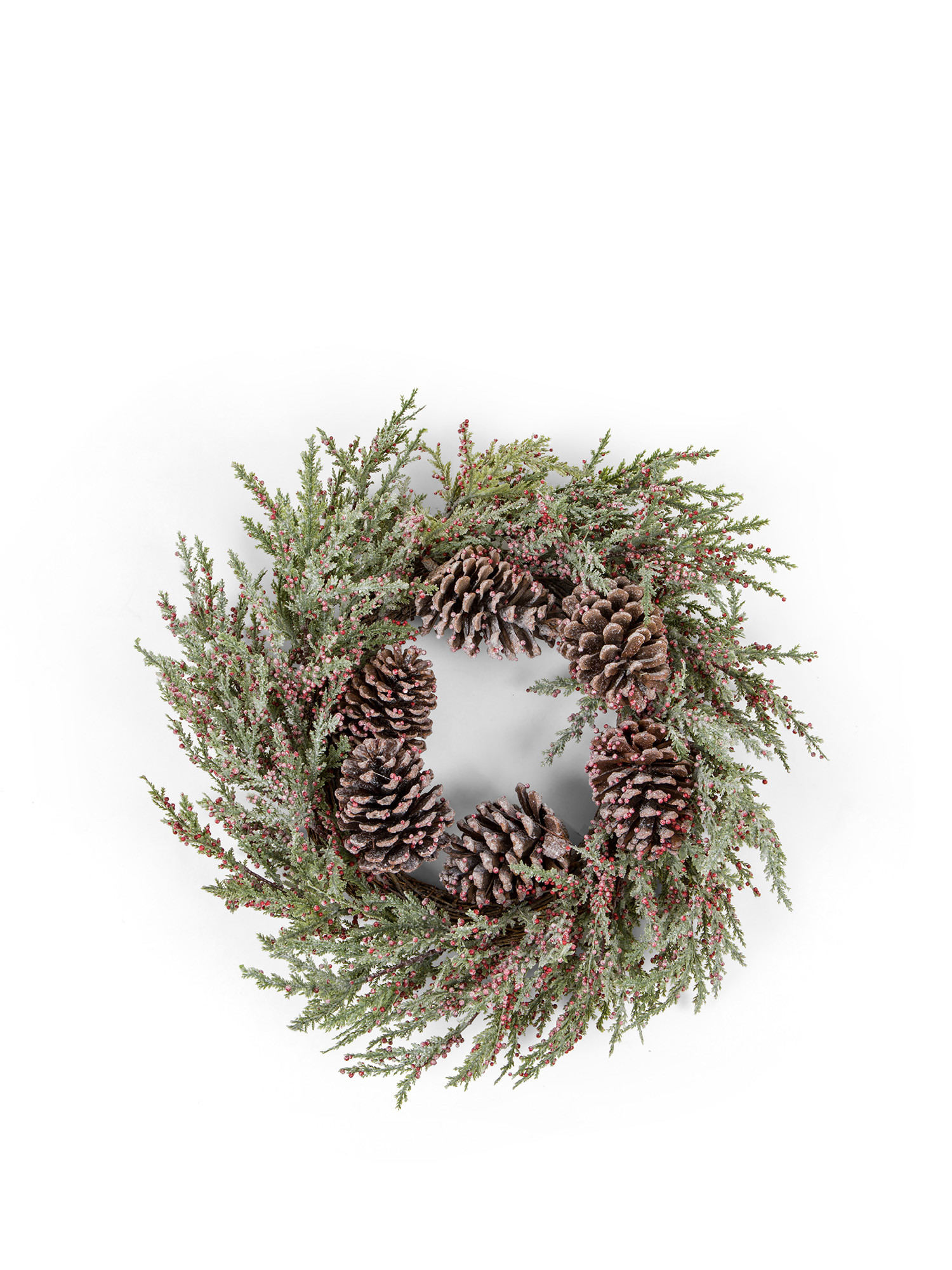 Decorative cone with pine cones and berries, White, large image number 0