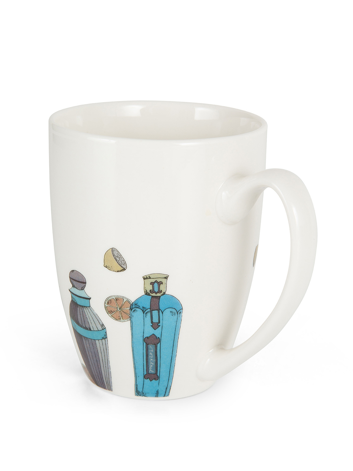 New bone china mug with cocktail motif, White, large image number 1