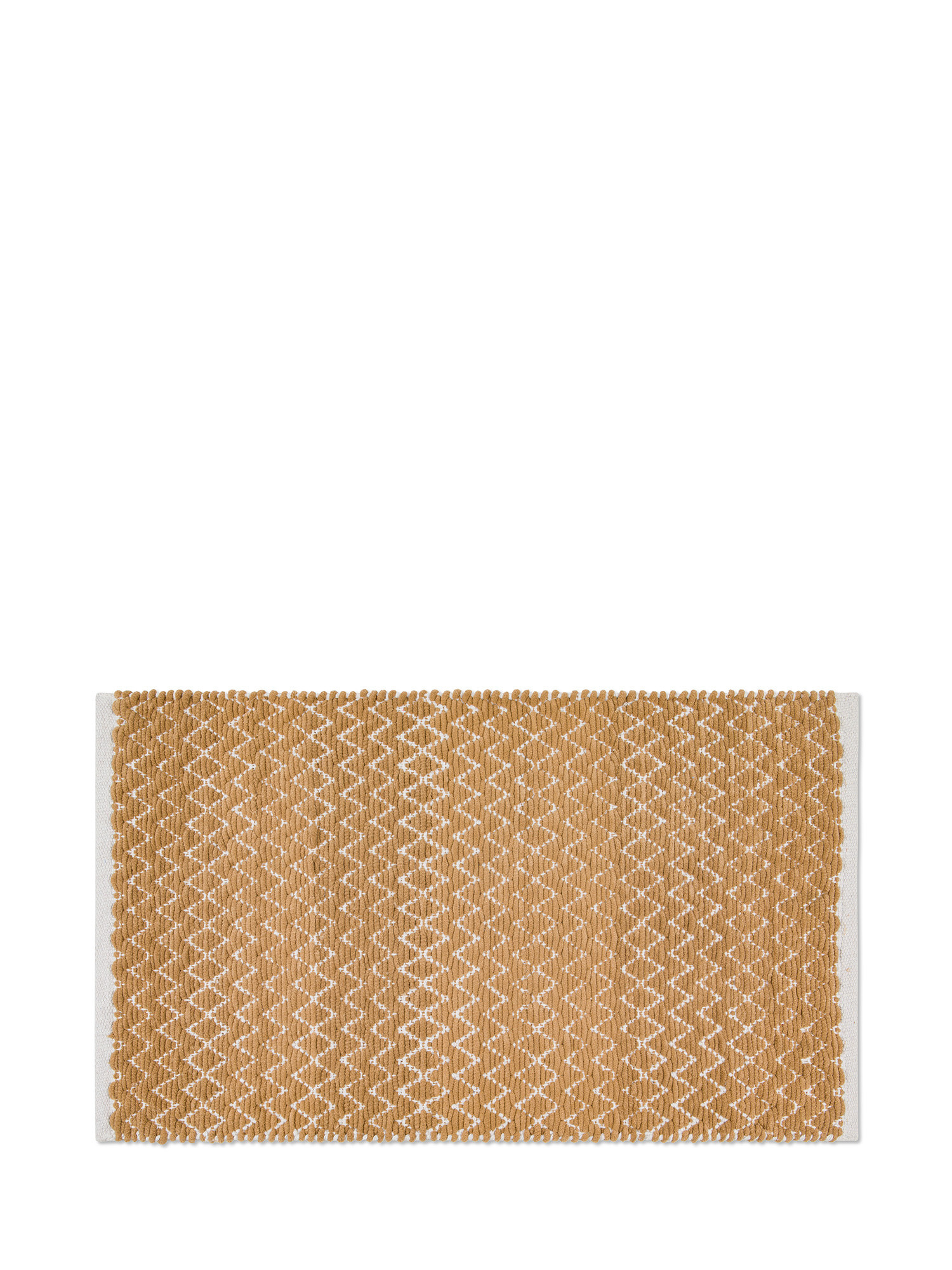 Tappeto bagno ciniglia di micro cotone motivo zig zag, Beige, large image number 0