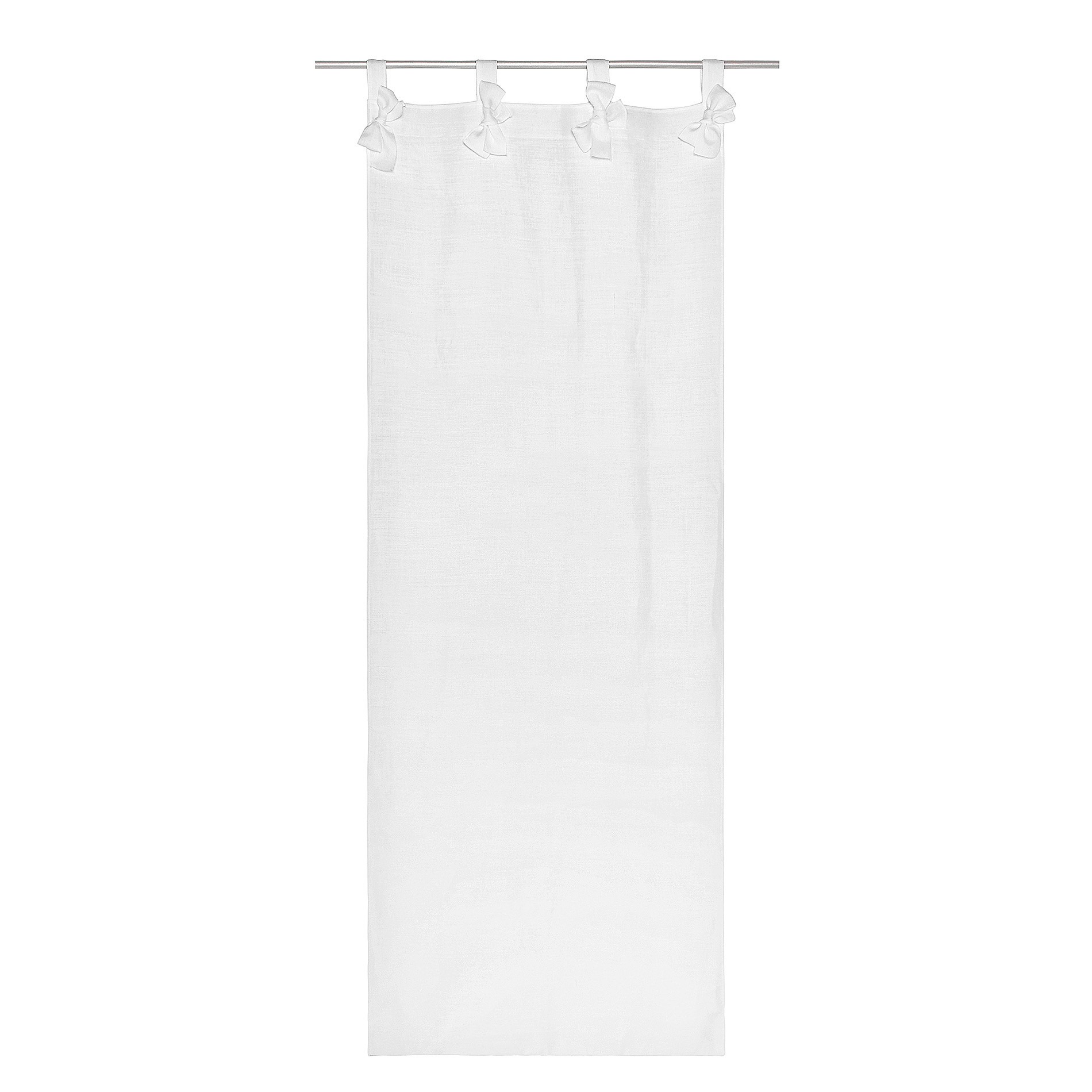 Linen blend curtain  with bows, White, large image number 1