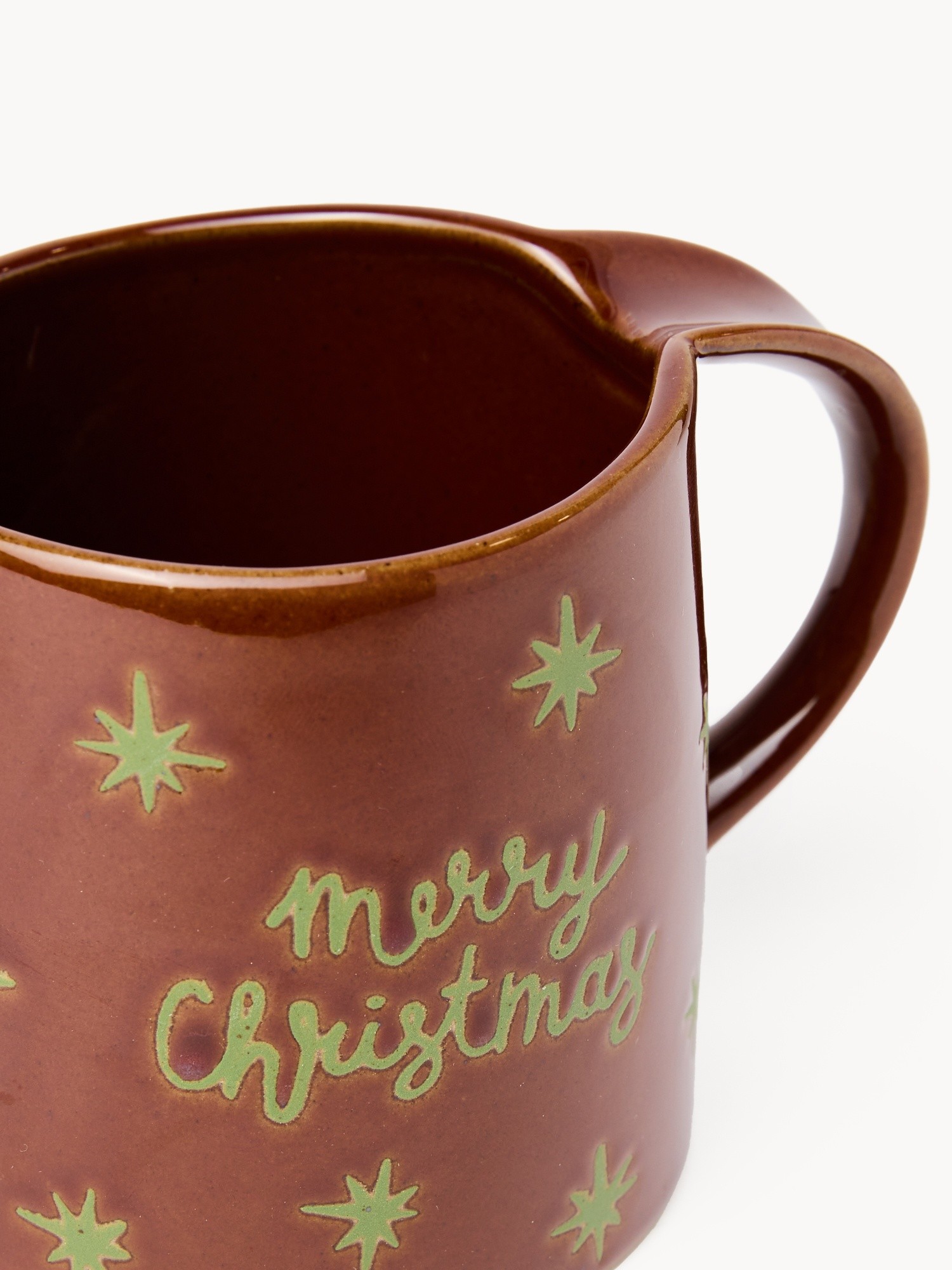 Ceramic Christmas mug with "Merry Christmas" inscription, Marrone/Verde, large image number 1