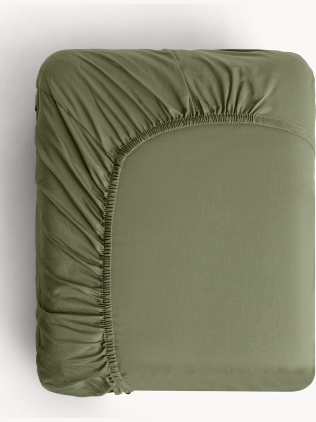 Solid-color pure cotton fitted sheet