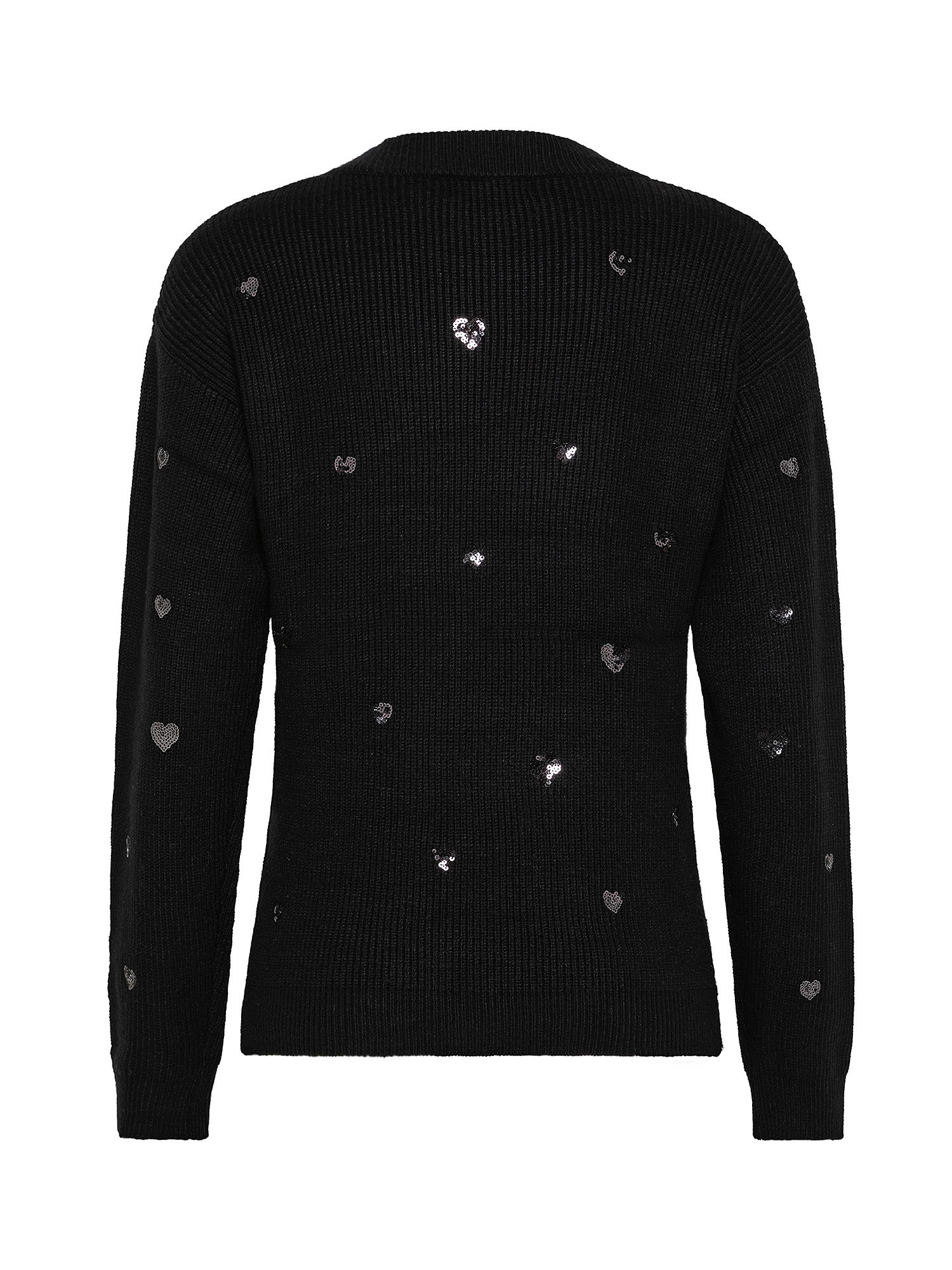 Sweater with sequined hearts, Black 1, large image number 1