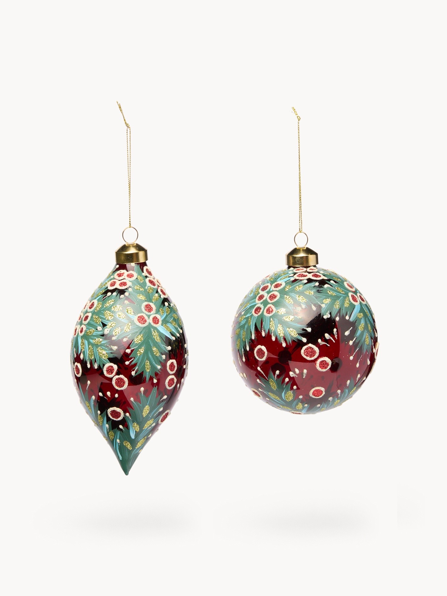 Glass tree bauble, Verde/Rosso, large image number 0