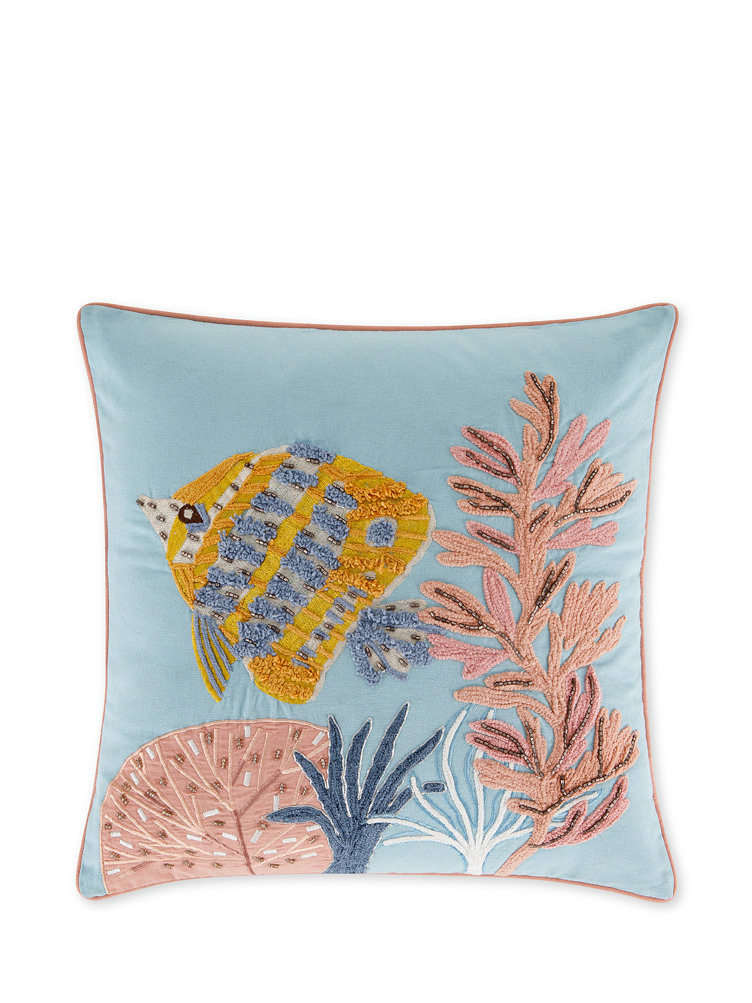 Marine embroidery cushion 45x45cm, Light Blue, large image number 0