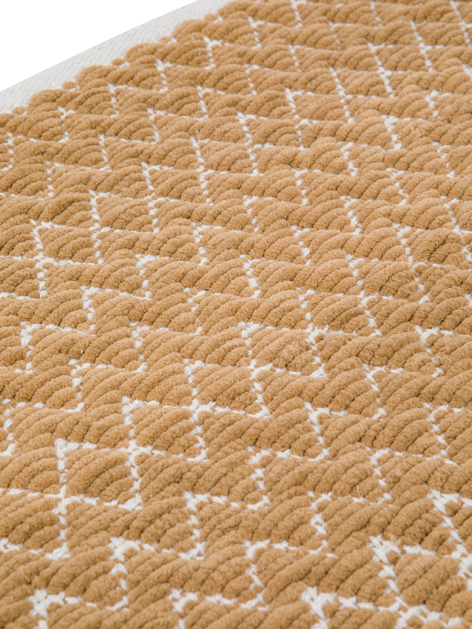 Micro cotton chenille bathroom rug with zig zag motif, Beige, large image number 1