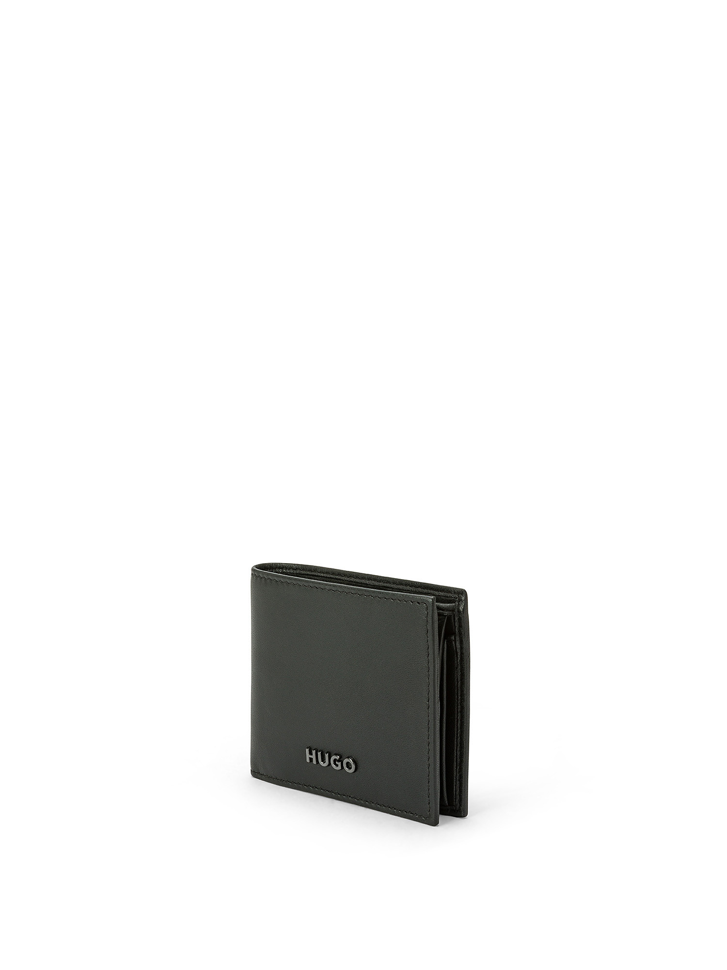 Hugo - Leather wallet with logo, Black, large image number 1