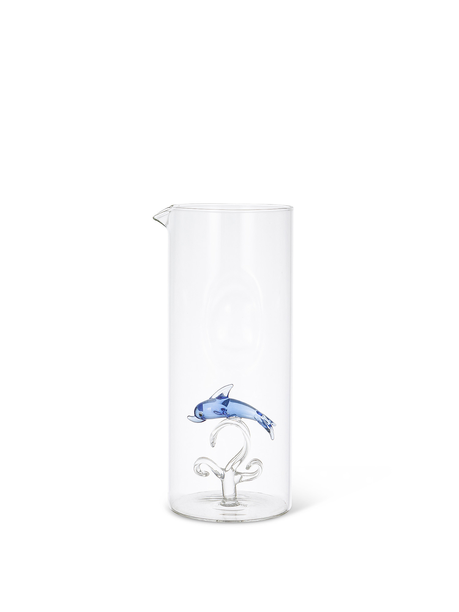 Caraffa vetro dettaglio delfino, Trasparente, large image number 0