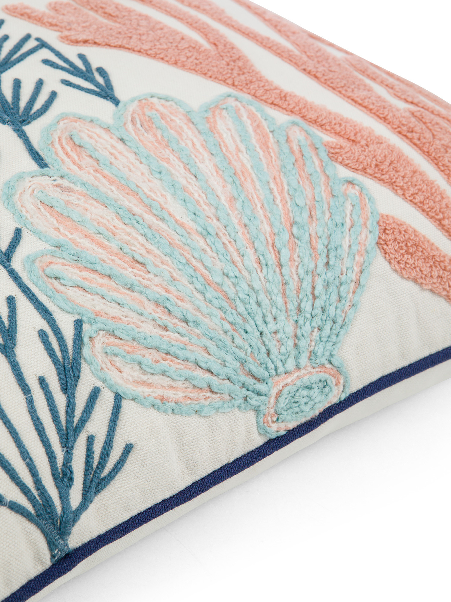 Embroidered cushion with marine motif 45x45cm, White, large image number 2