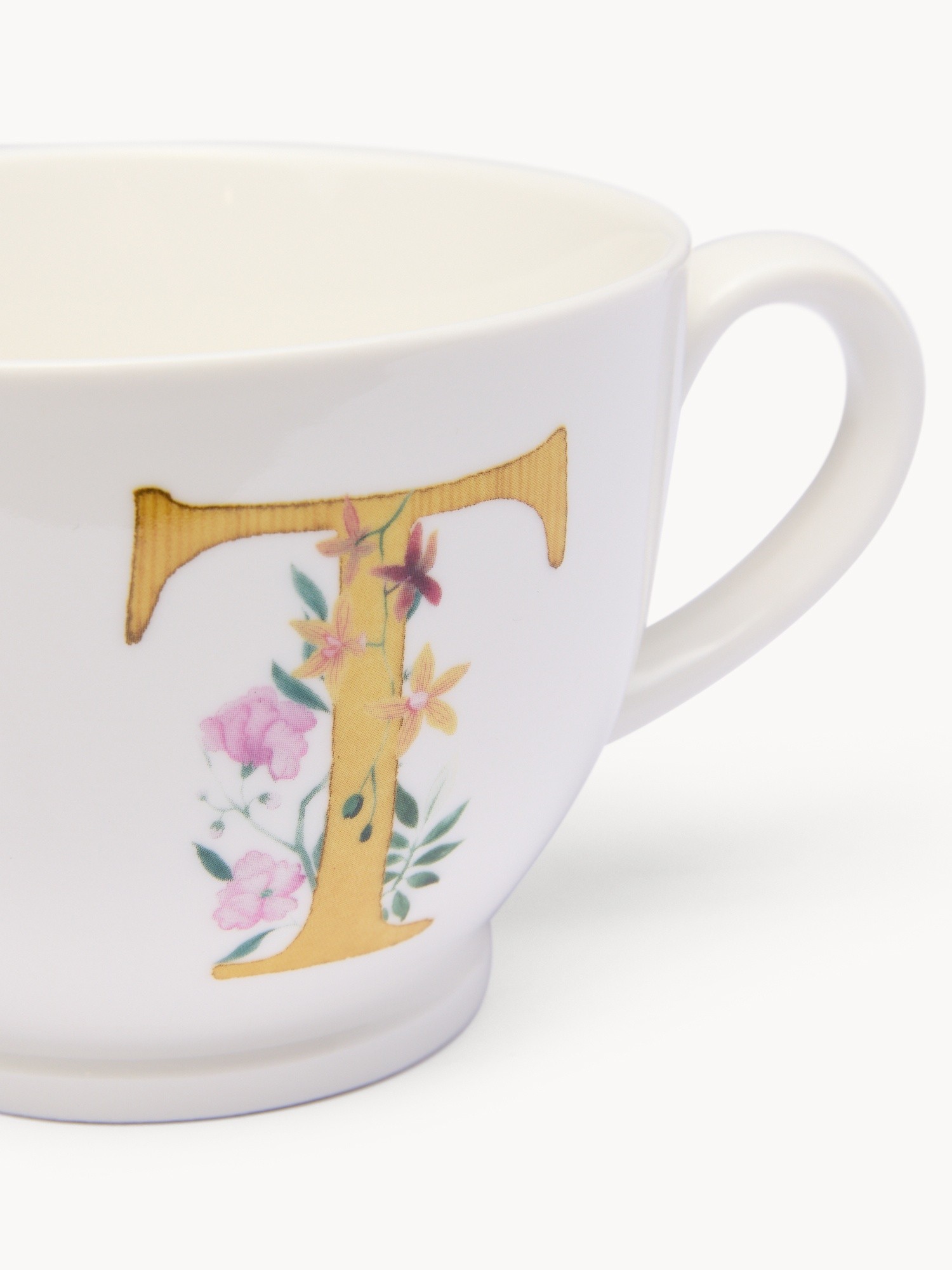 Tazza da colazione in new bone china lettera T, Bianco 1, large image number 1