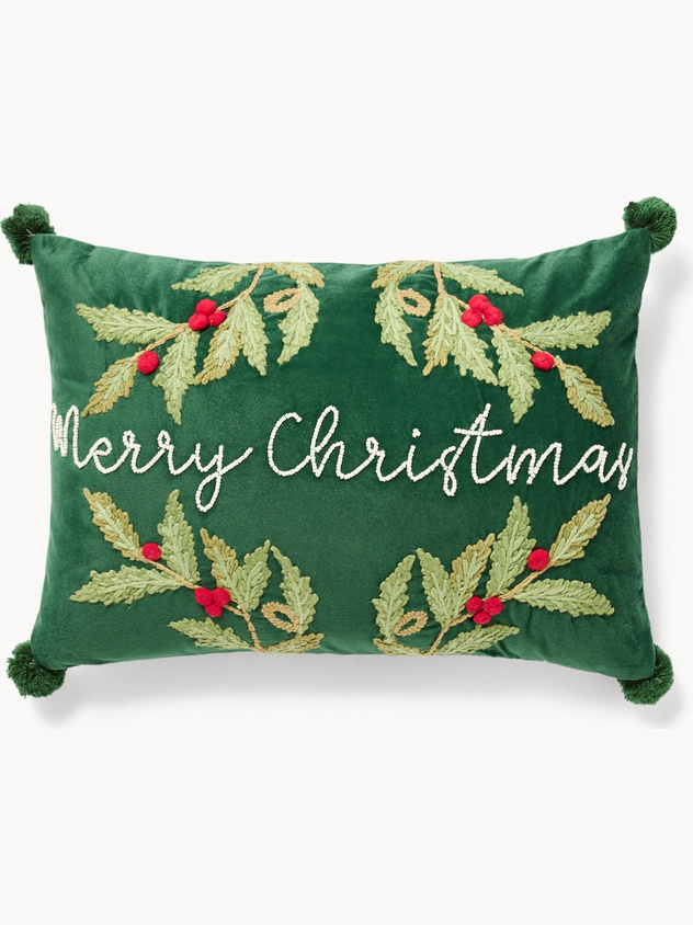 Cuscino 35x50 ricamo merry christmas