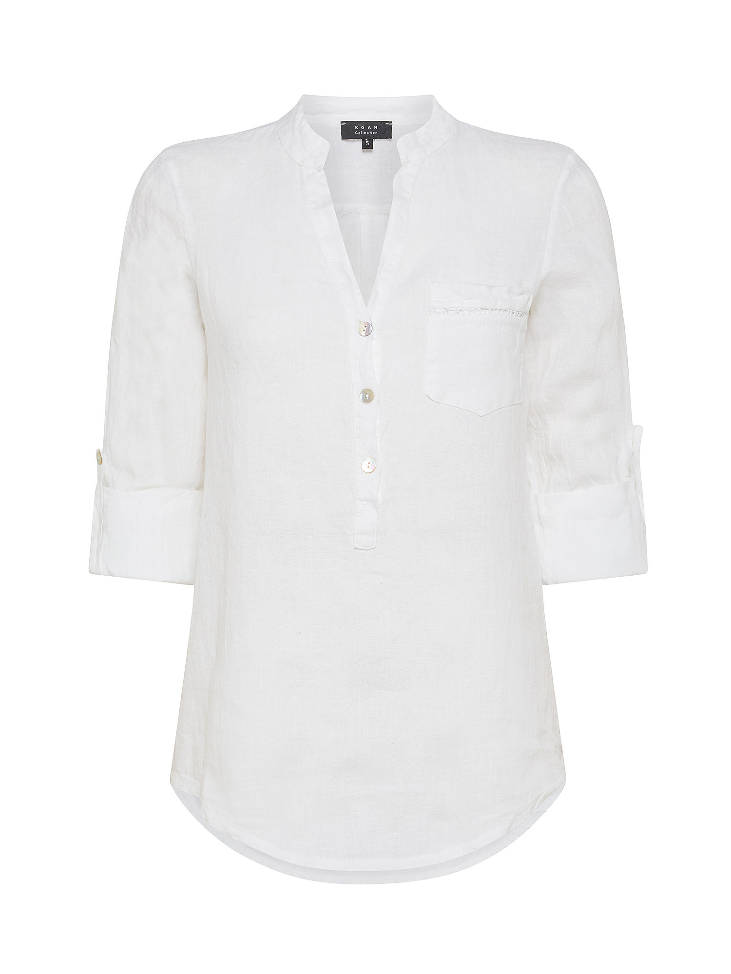 Koan - Linen blouse with pocket, White, large image number 0