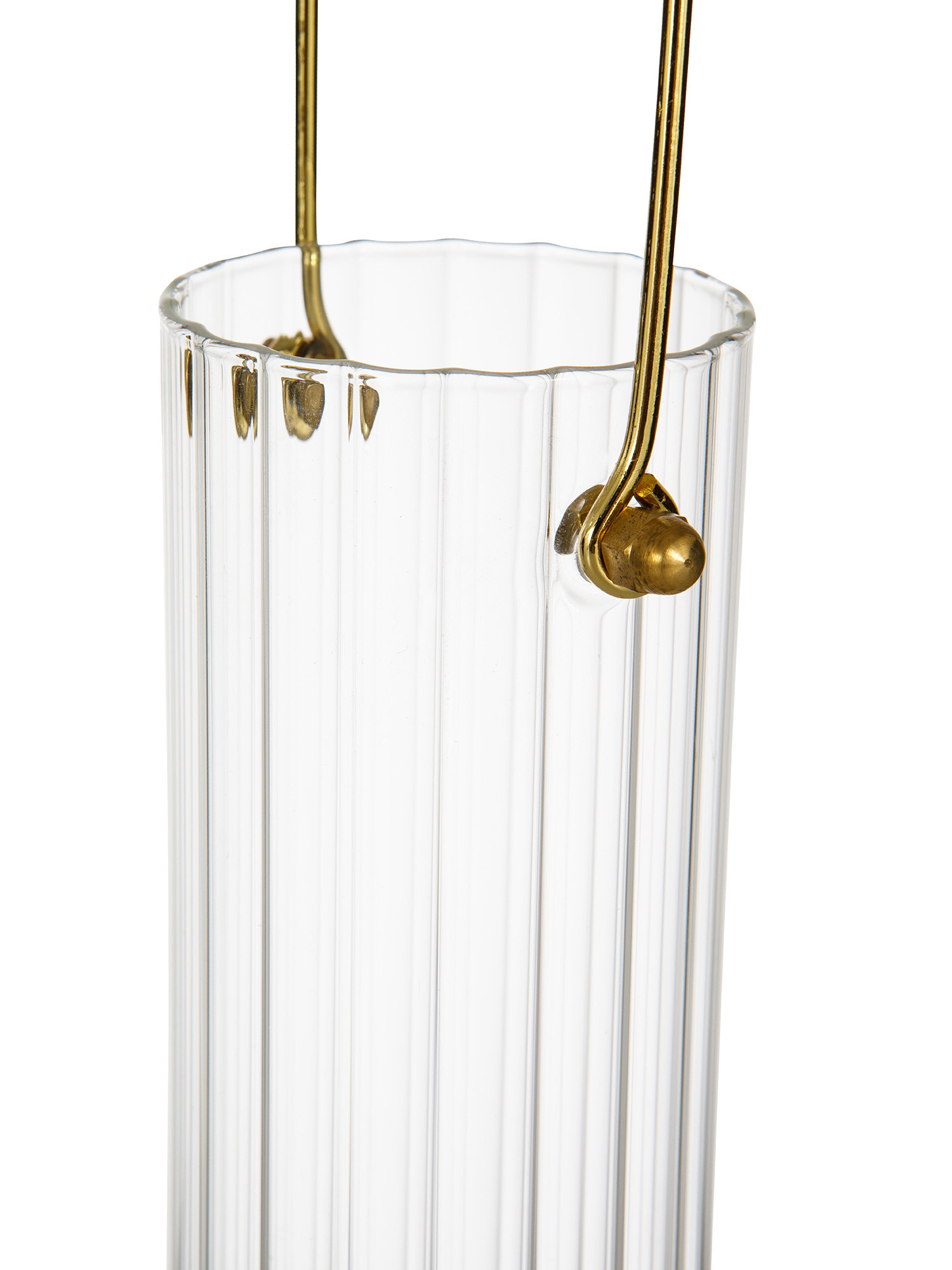 Vaso in vetro trasparente con anello dorato, Trasparente, large image number 1
