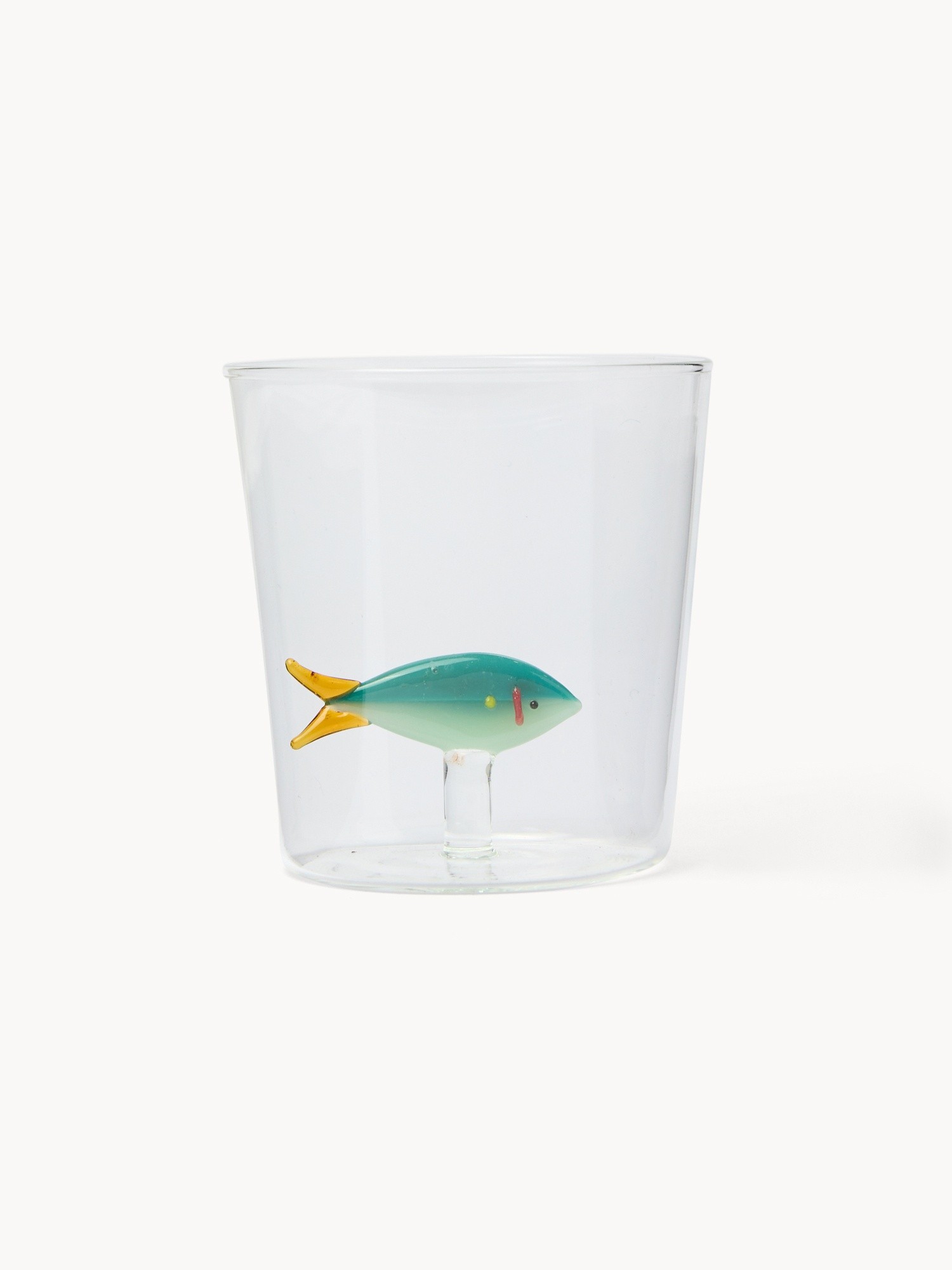 Bicchiere in vetro borosilicato dettaglio pesce, Trasparente, large image number 0