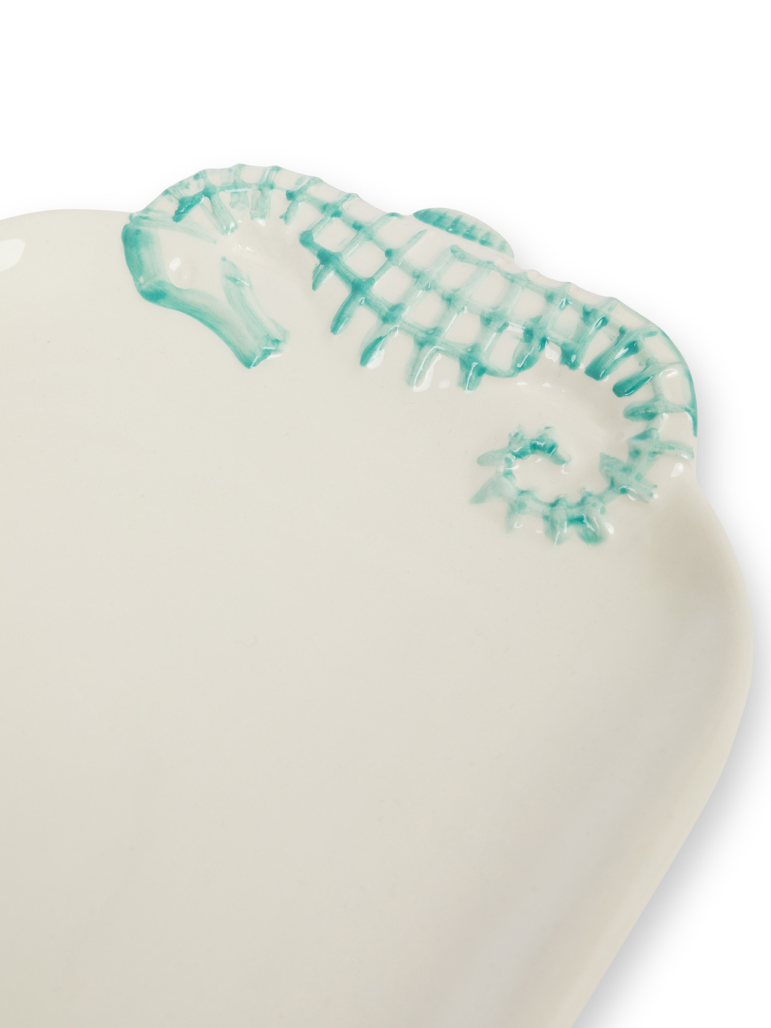 Vassoietto in ceramica decorazione cavalluccio marino, Bianco/Azzurro, large image number 1