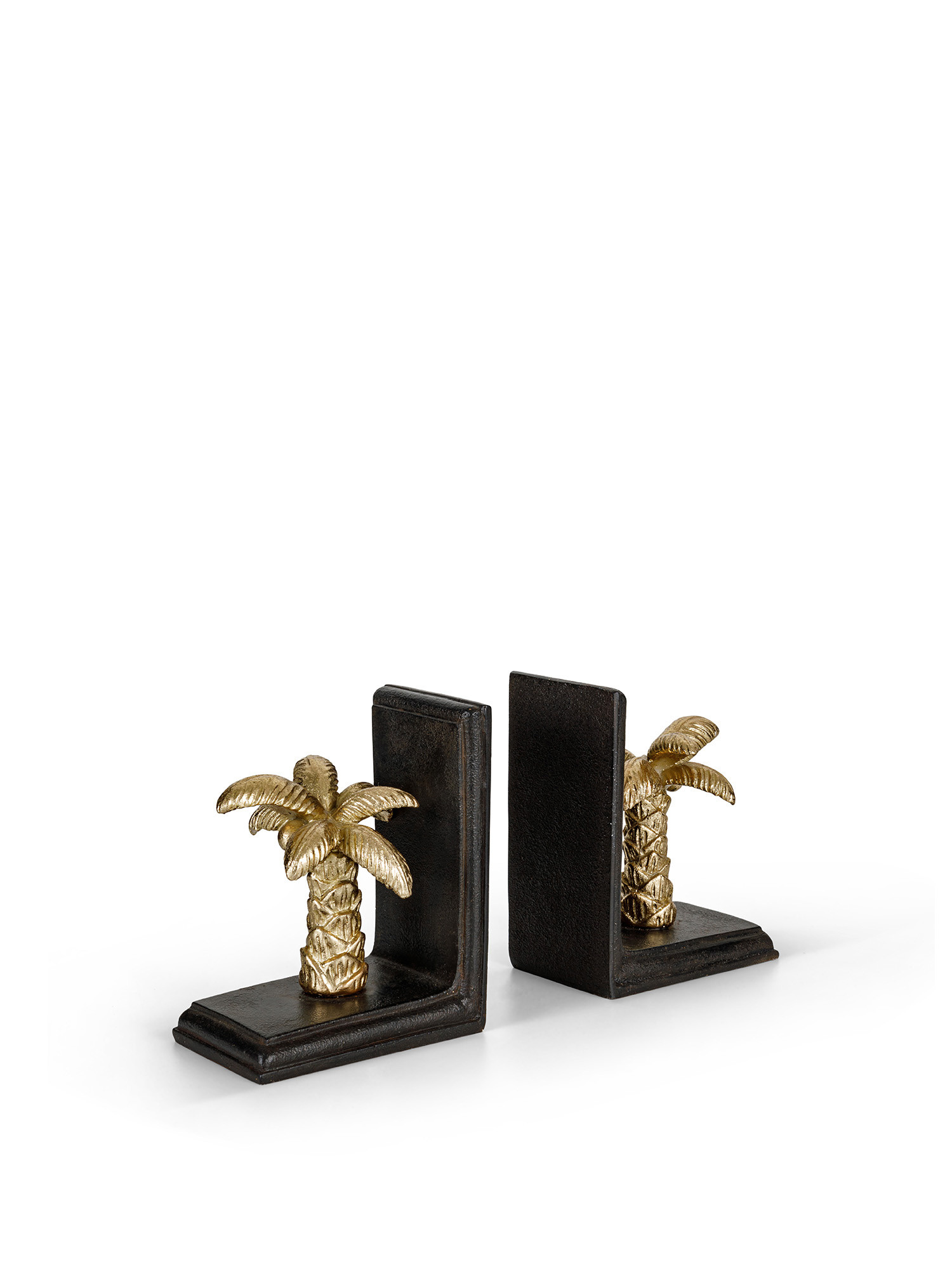 Set of 2 bookends with golden palm, Gold, large image number 0