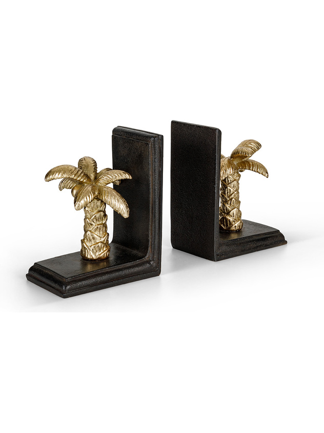 Set of 2 bookends with golden palm