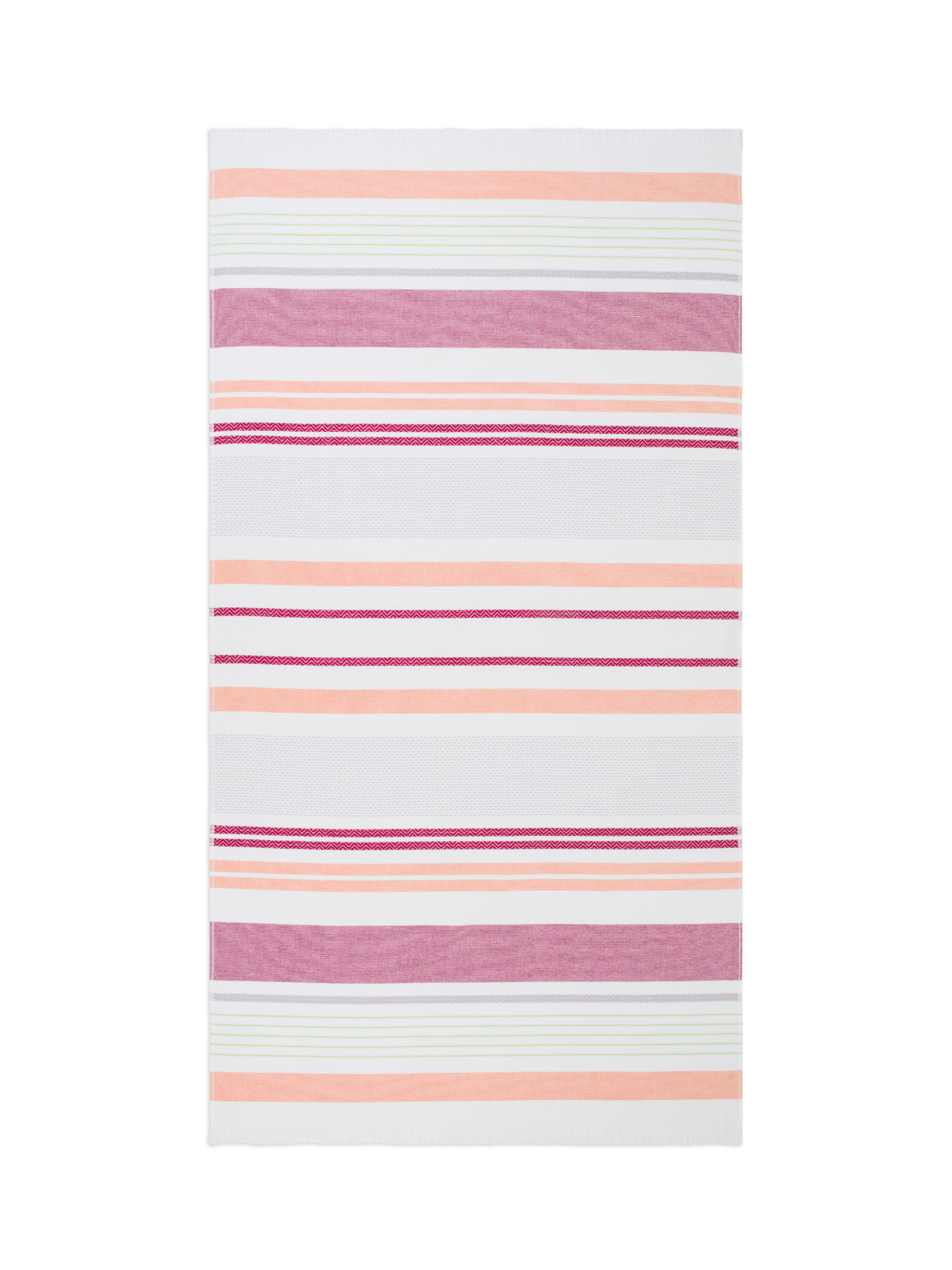Pure cotton striped hammam beach towel, Coral Red, large image number 0