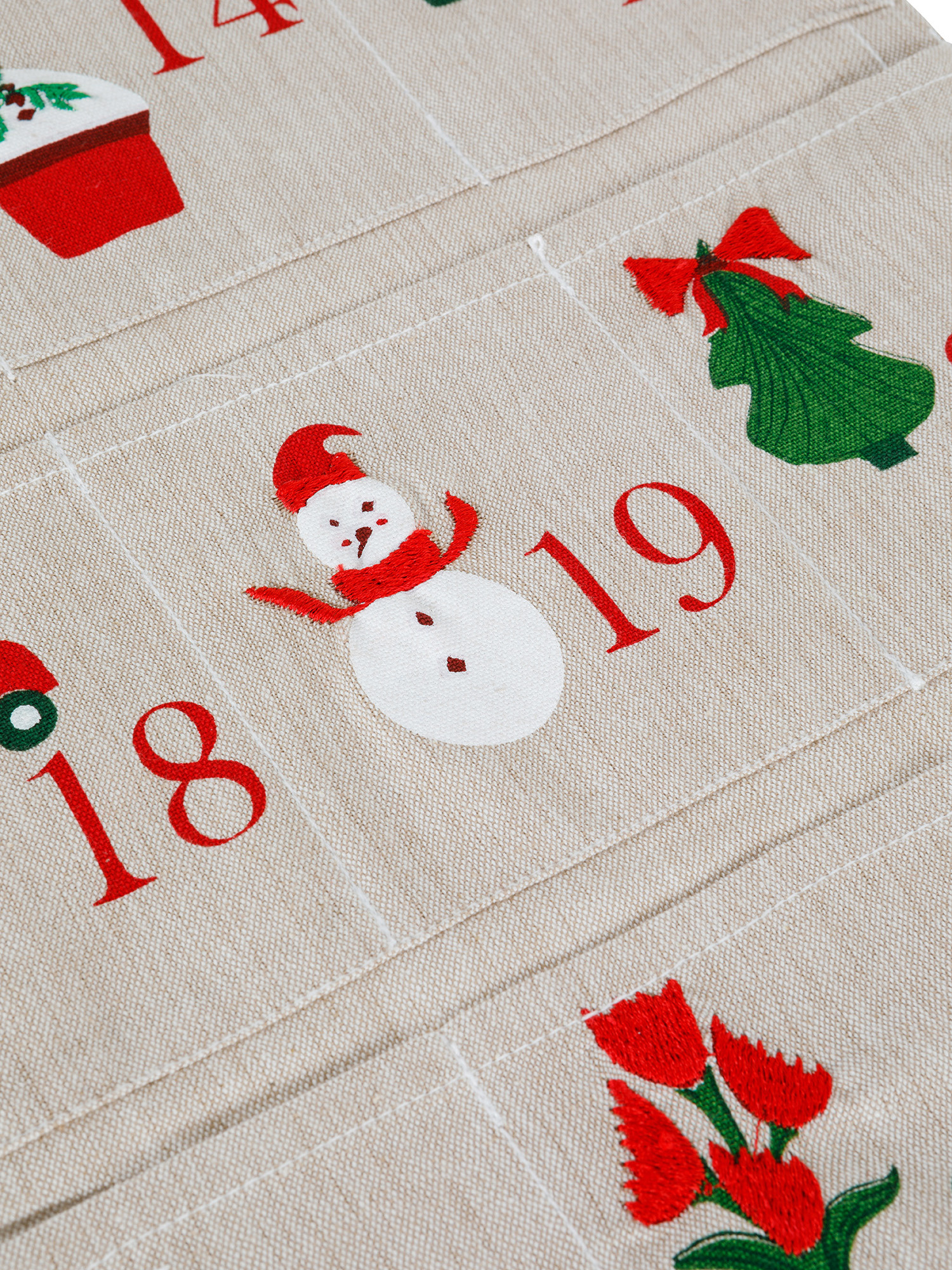 Printed and embroidered advent calendar, Beige, large image number 1