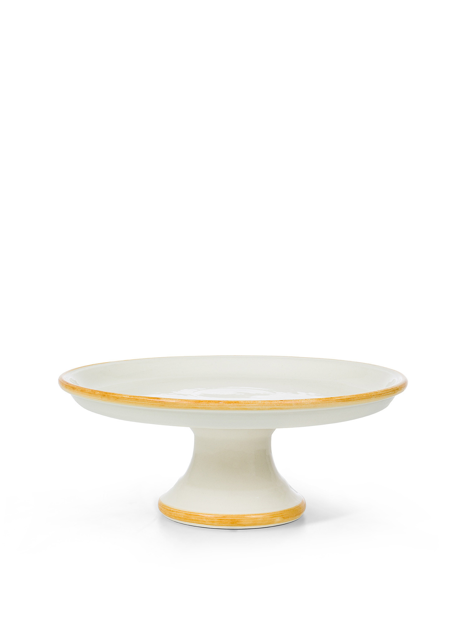 Ceramic cake stand with colored edge, White, large image number 0