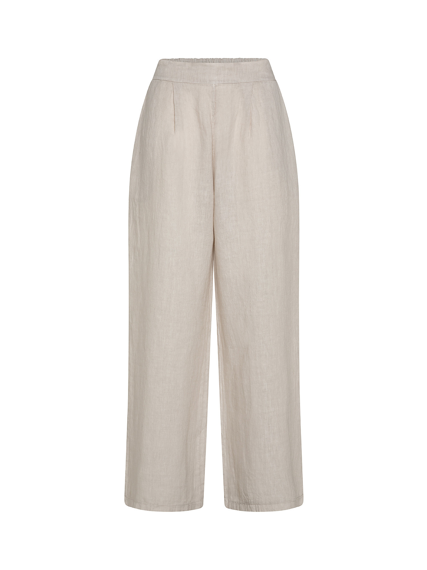 Wide pure linen trousers, Beige, large image number 0