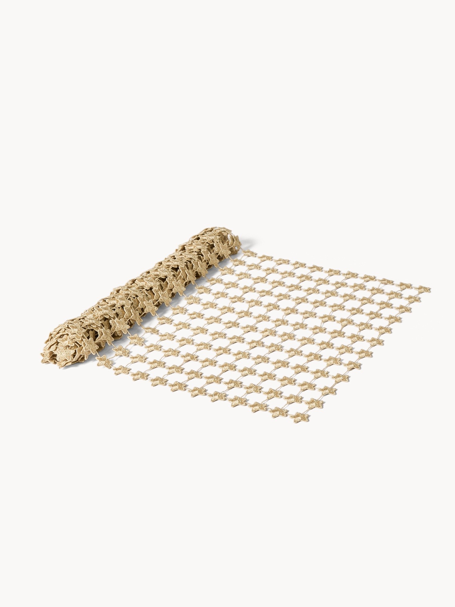 Perforated gold lurex tablecloth, Gold, large image number 0