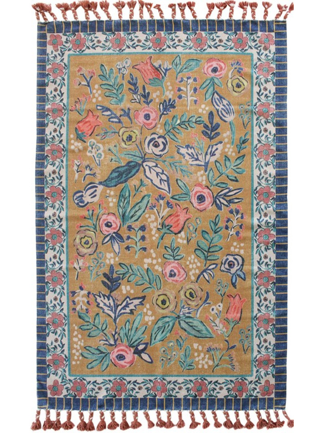 Carpet 120x180 cm with floral pattern and fringes