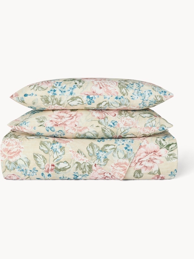 Parure copripiumino in puro cotone fantasia floreale - Prezzo di lancio