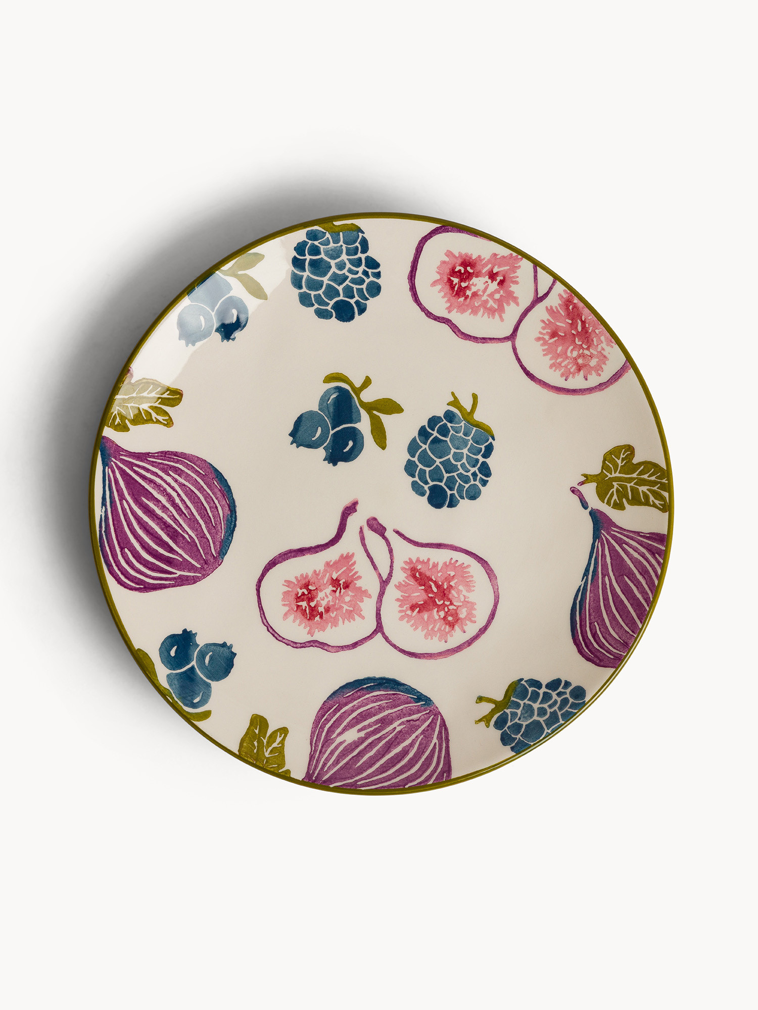 Piatto frutta in ceramica motivo fichi dipinto a mano, Multicolor, large image number 0