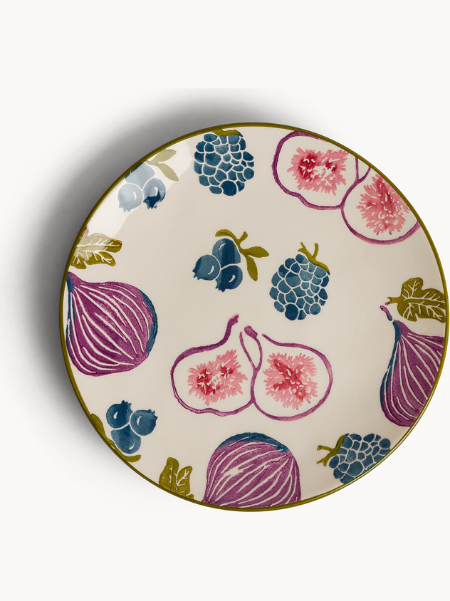 Piatto frutta in ceramica motivo fichi dipinto a mano
