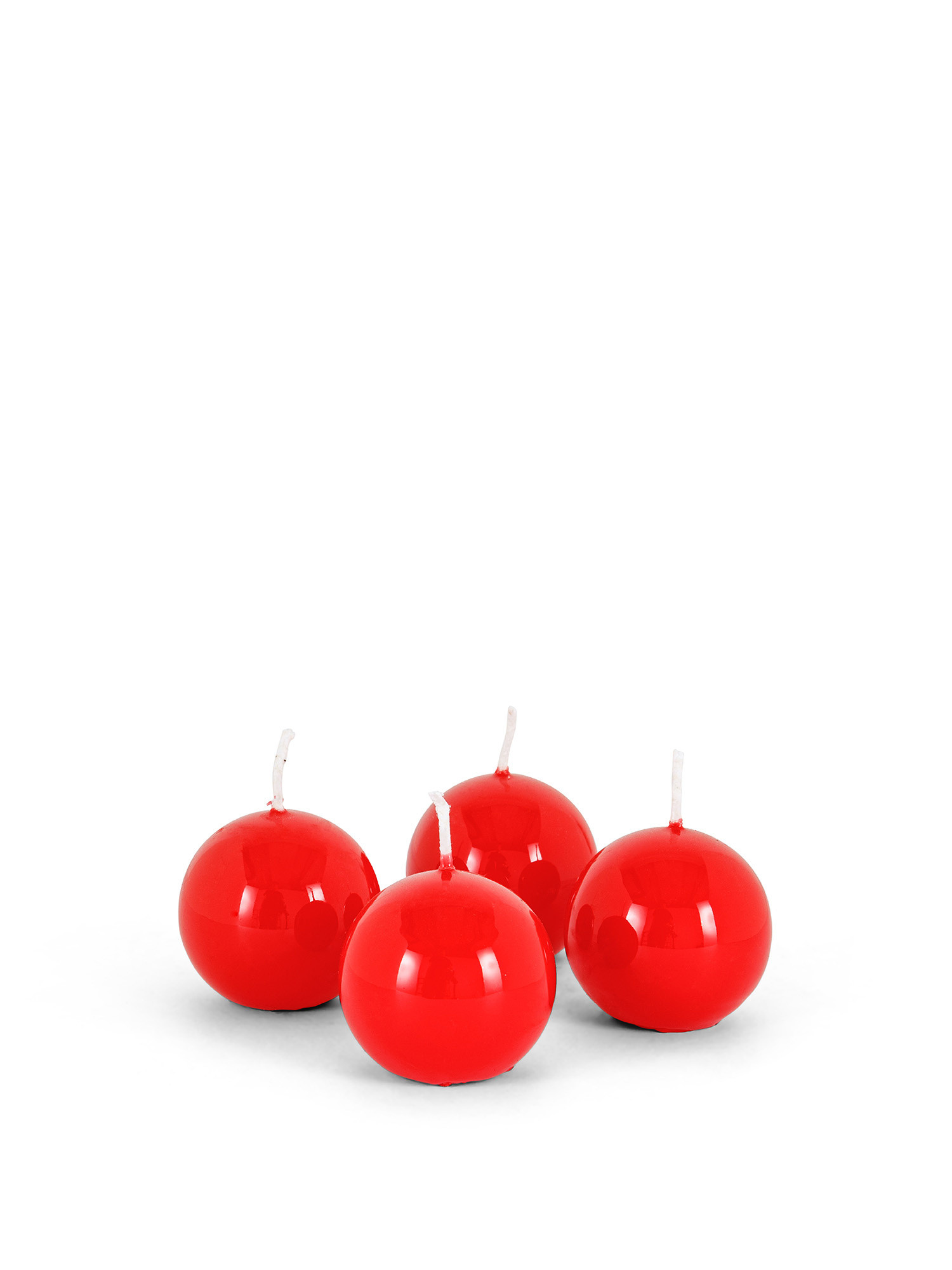 Set of 4 mini spheres candles in lacquered wax made in Italy, Red, large image number 0