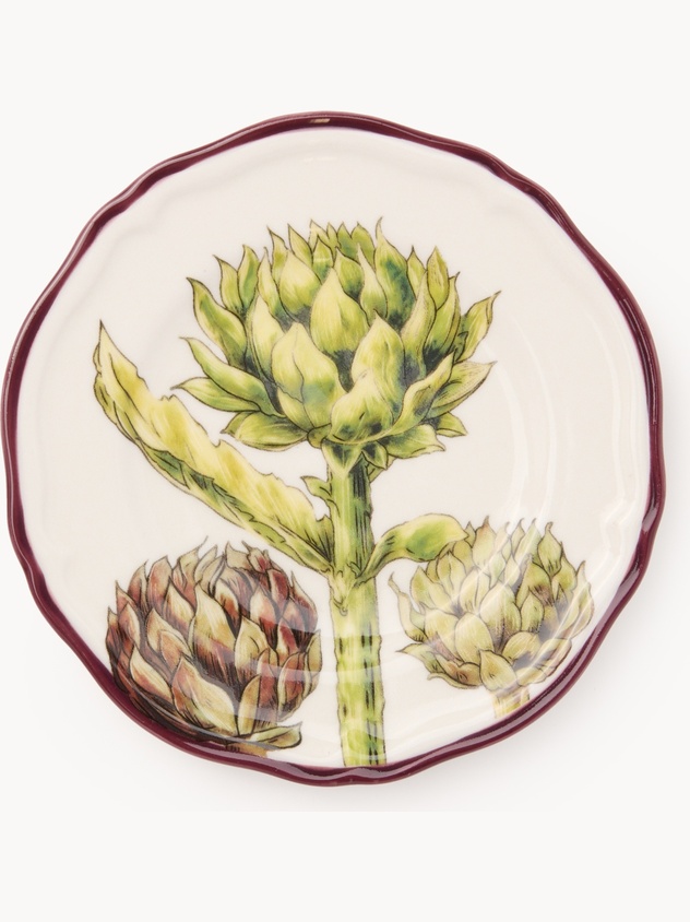 Artichoke-shaped stoneware bread plate