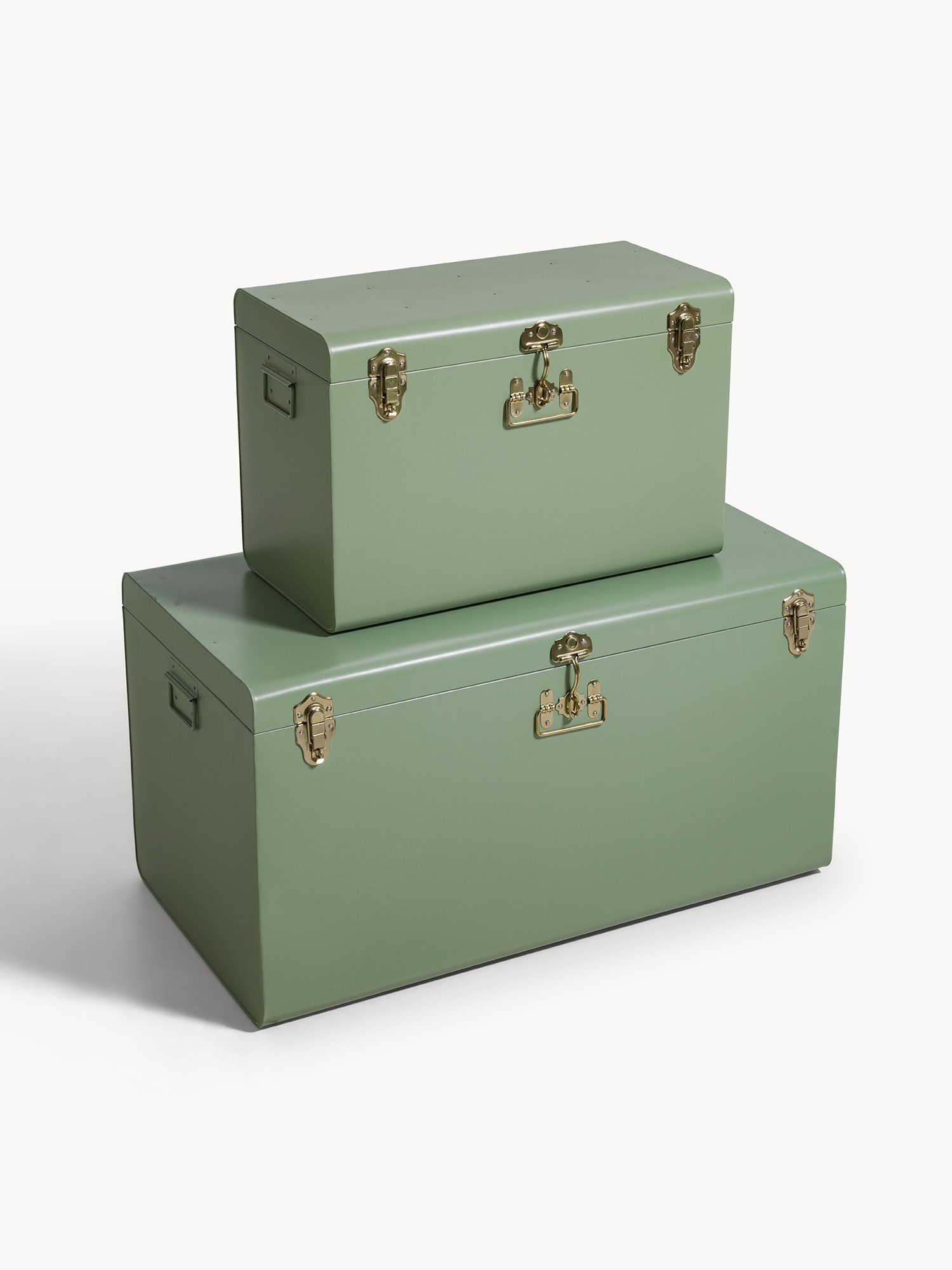Baule decorativo in ferro verniciato, Verde, large image number 2