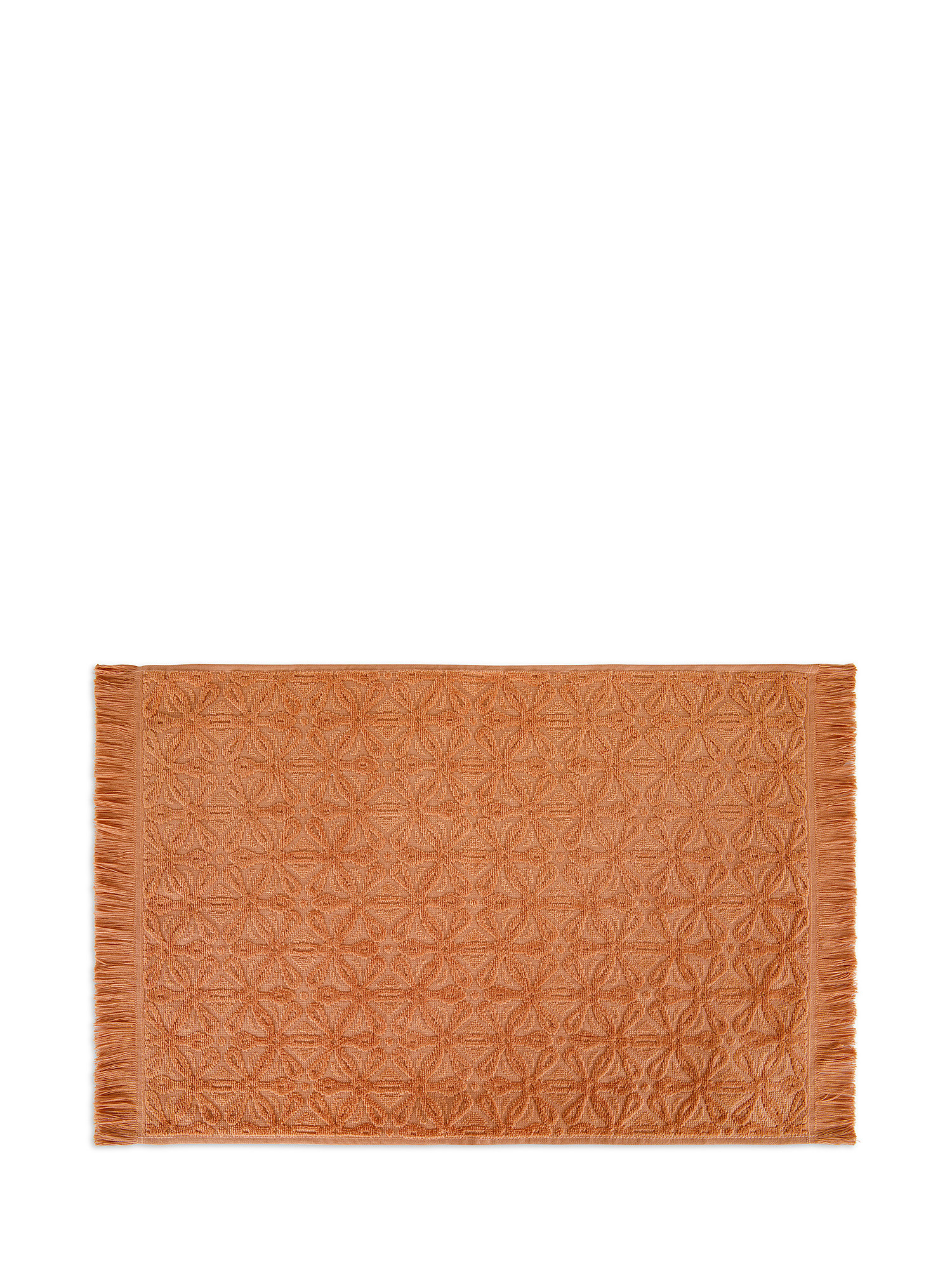 Asciugamano cotone velour motivo geometrico, Marrone, large