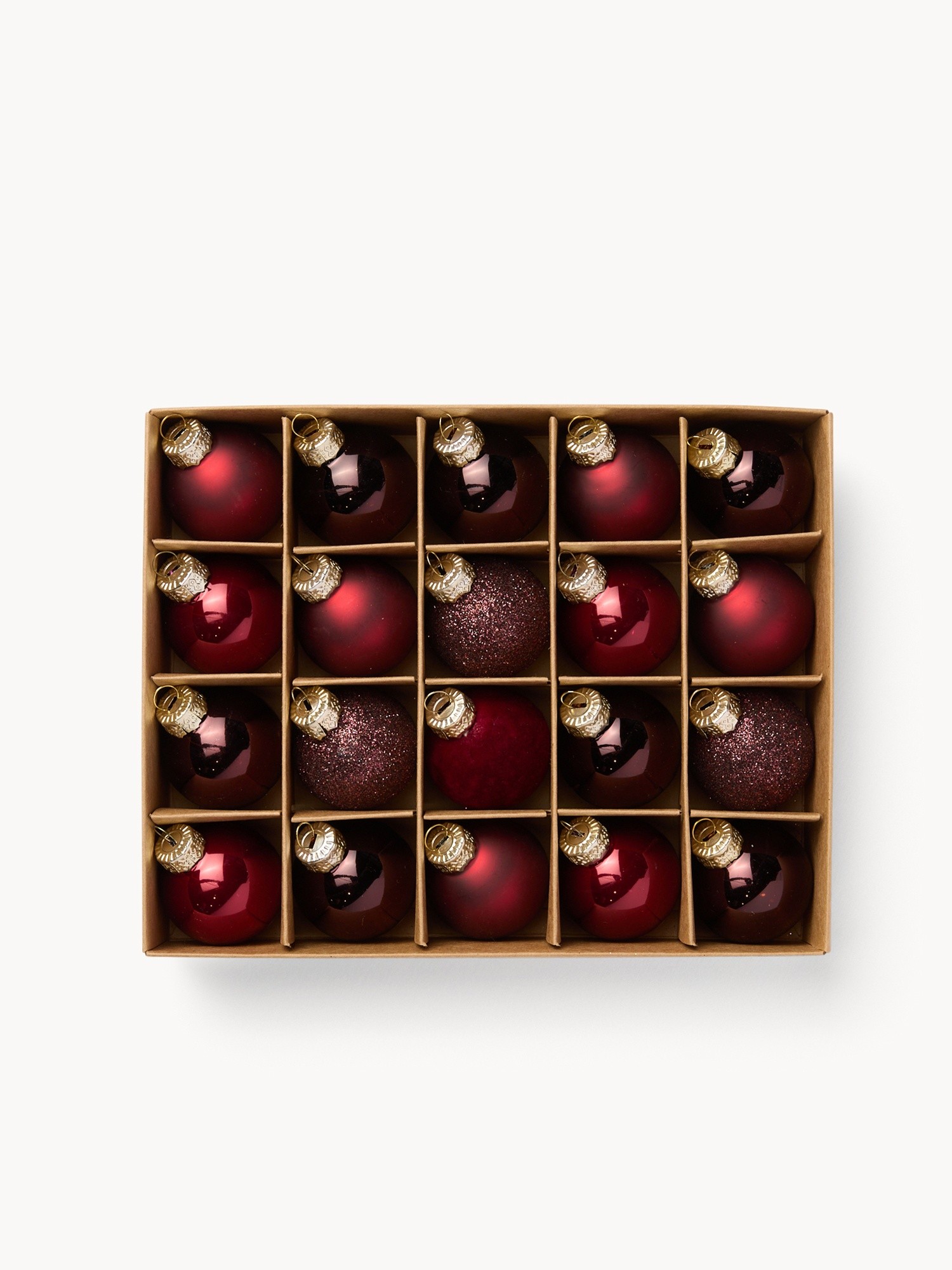 Box of 12 glass baubles, Red, large image number 0