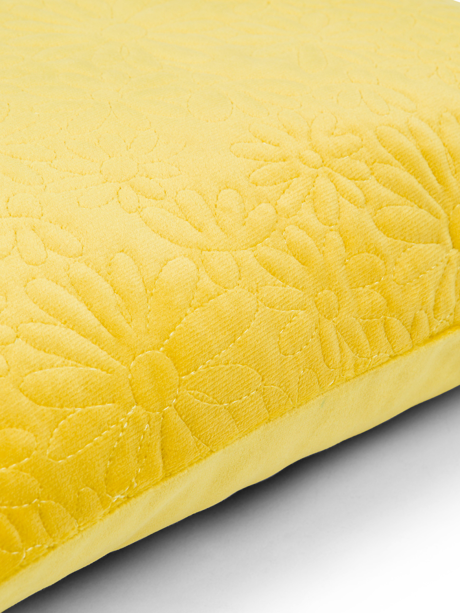 Solid color quilt velvet cushion 45X45cm, Yellow, large image number 2