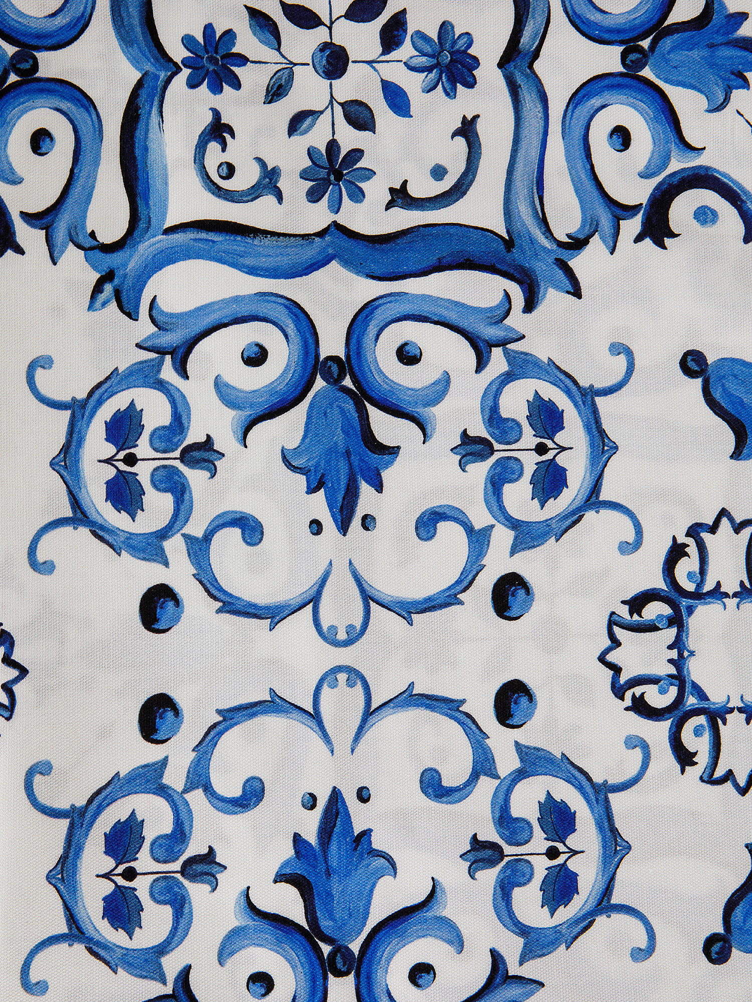 Telo arredo cotone motivo ornamentale, Blu, large image number 1