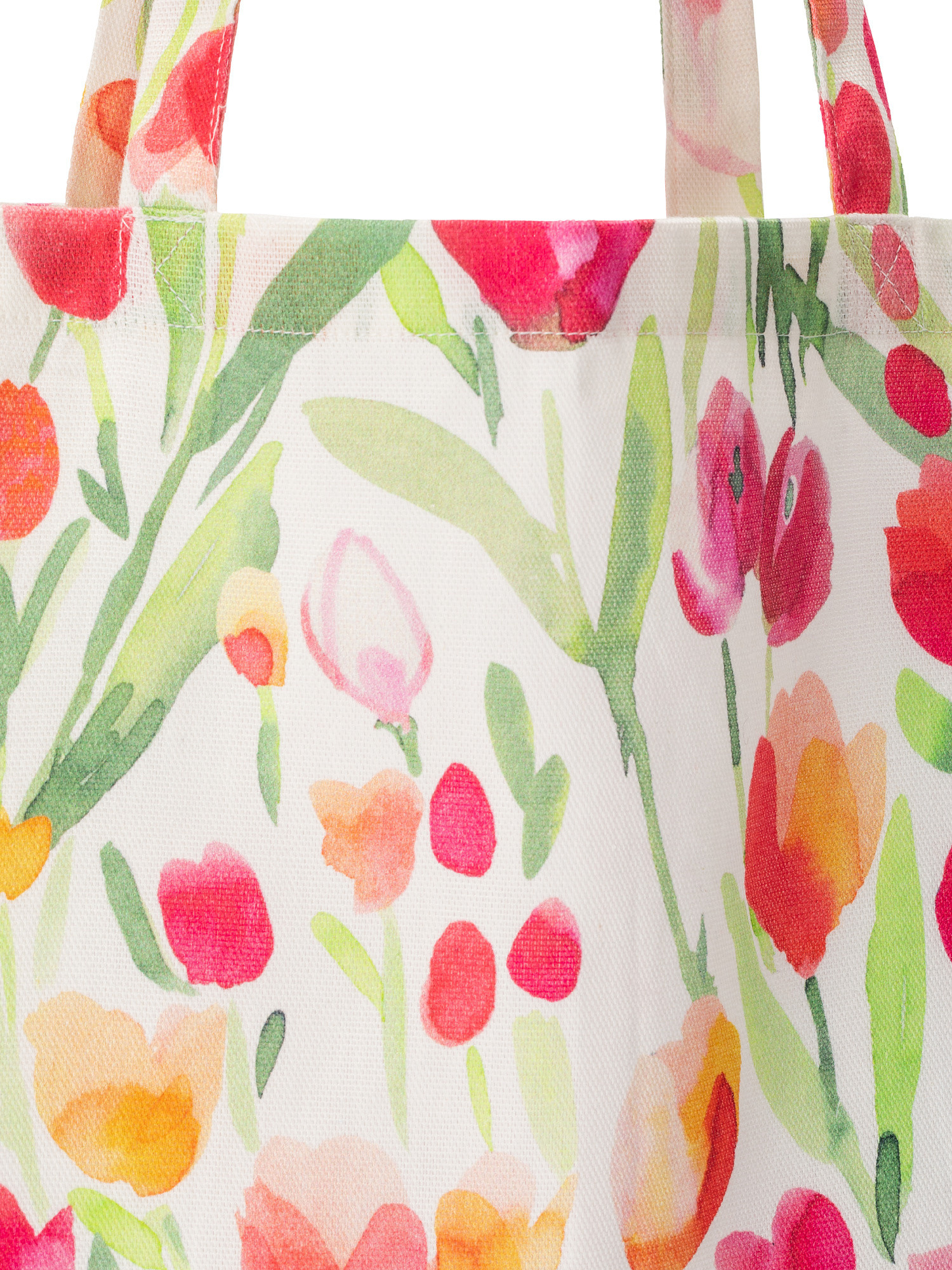 Borsa puro cotone stampa tulipani, Multicolor, large image number 2