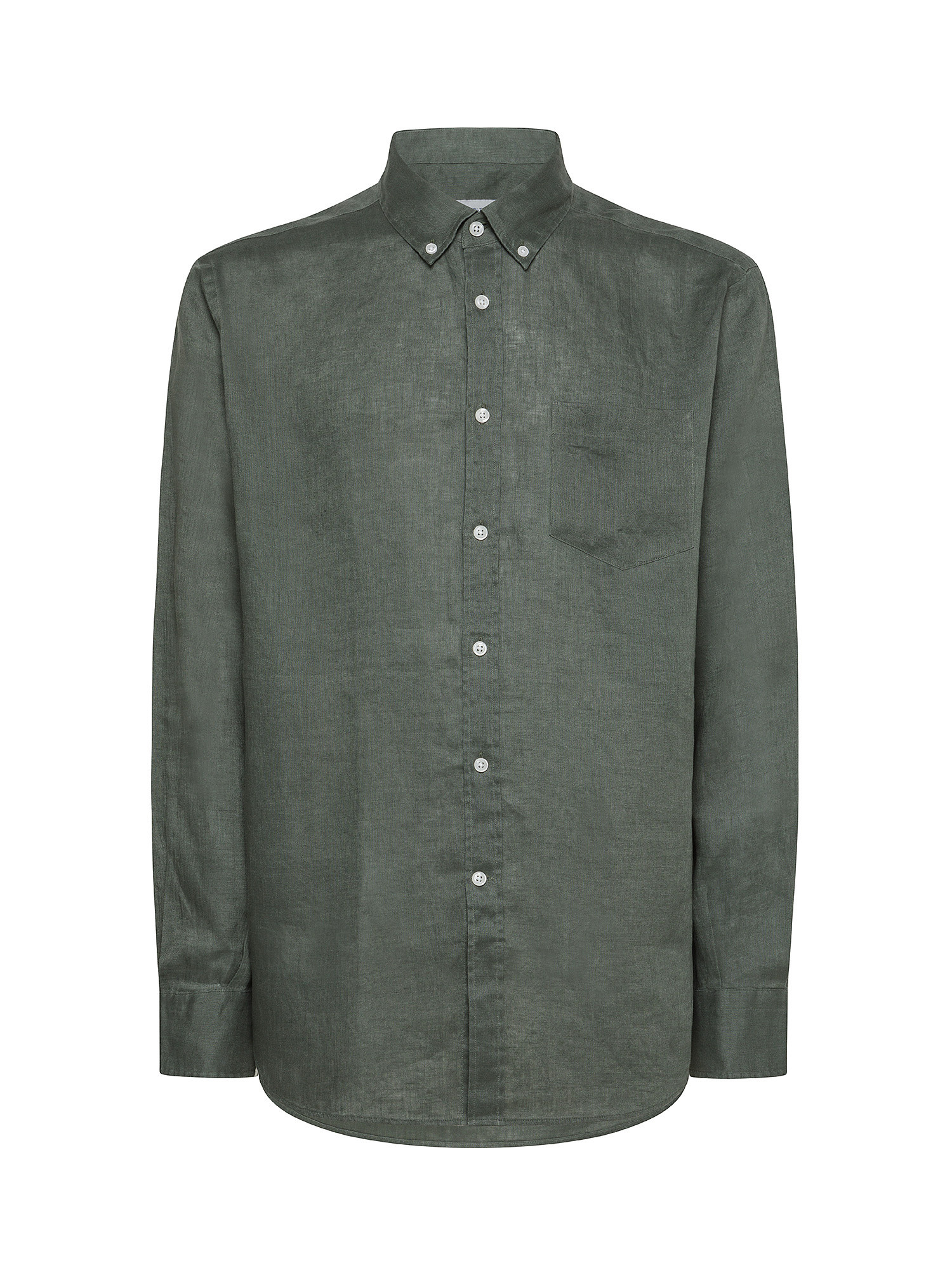 Luca D'Altieri - Regular fit shirt in pure linen, Sage Green, large image number 0