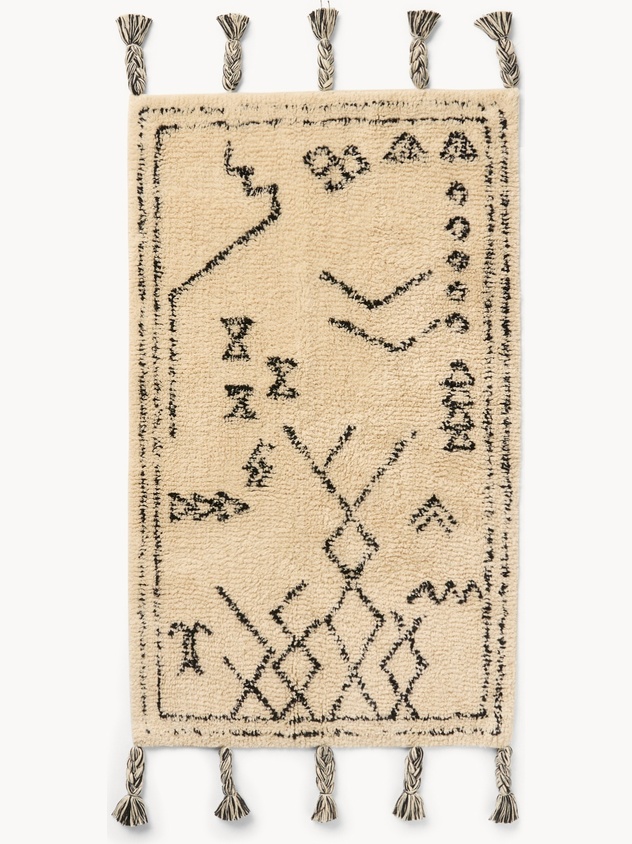 Tappeto con motivo geometrico e nappine - Prezzo di lancio