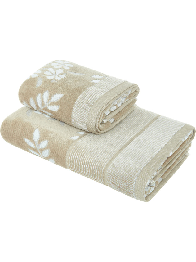 Portofino cotton velor towel with floral motif