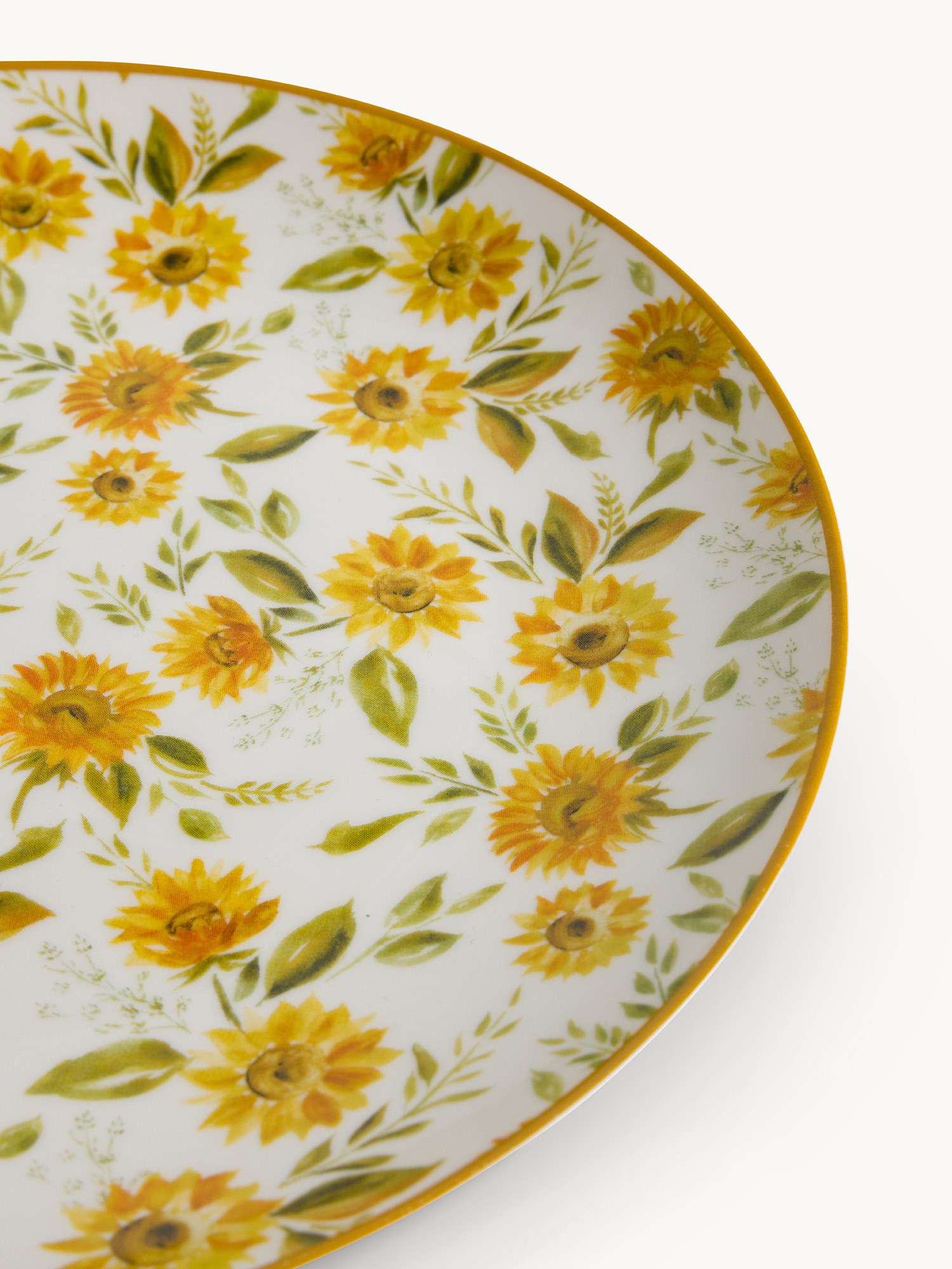 Piatto frutta new bone china motivo girasoli, Multicolor, large image number 1