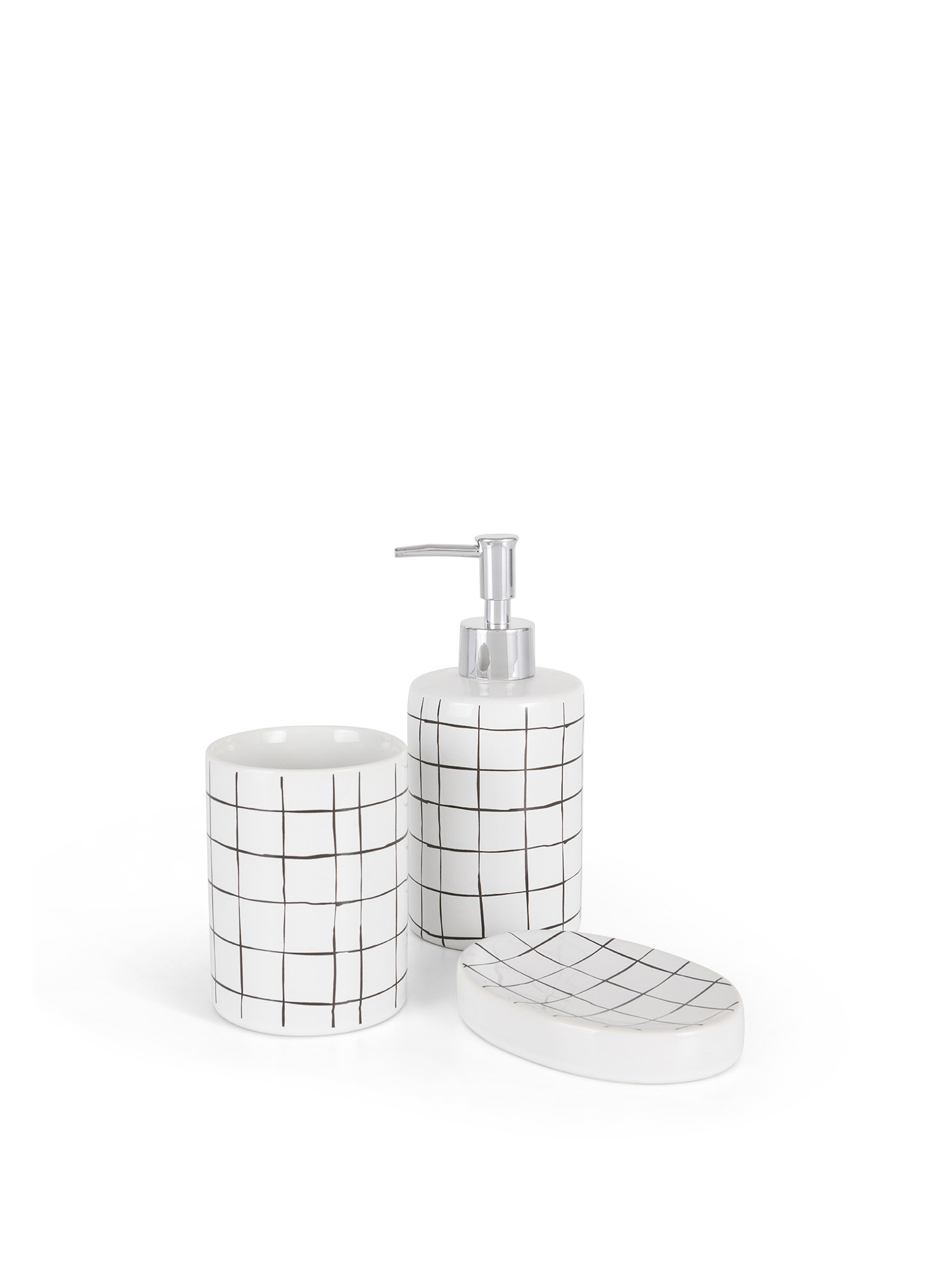 Set of 3 ceramic bathroom accessories, White, large image number 0